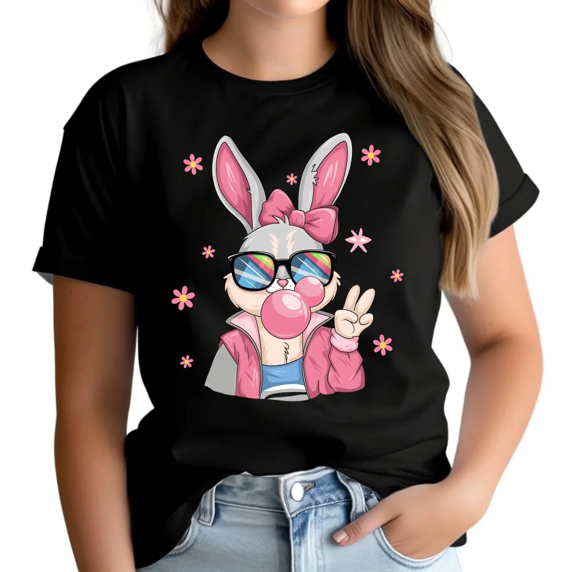 Różowy króliczek | Koszulka damska na Wielkanoc WN35 - StoryCups.pl