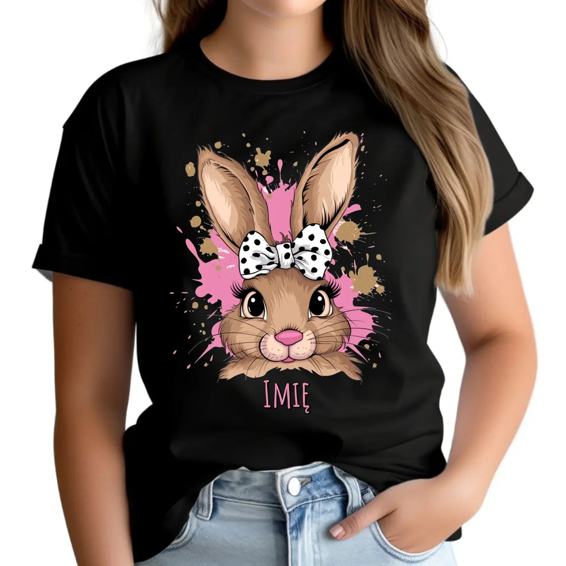 Słodki zajączek imię | Koszulka damska na Wielkanoc WN08 - StoryCups.pl