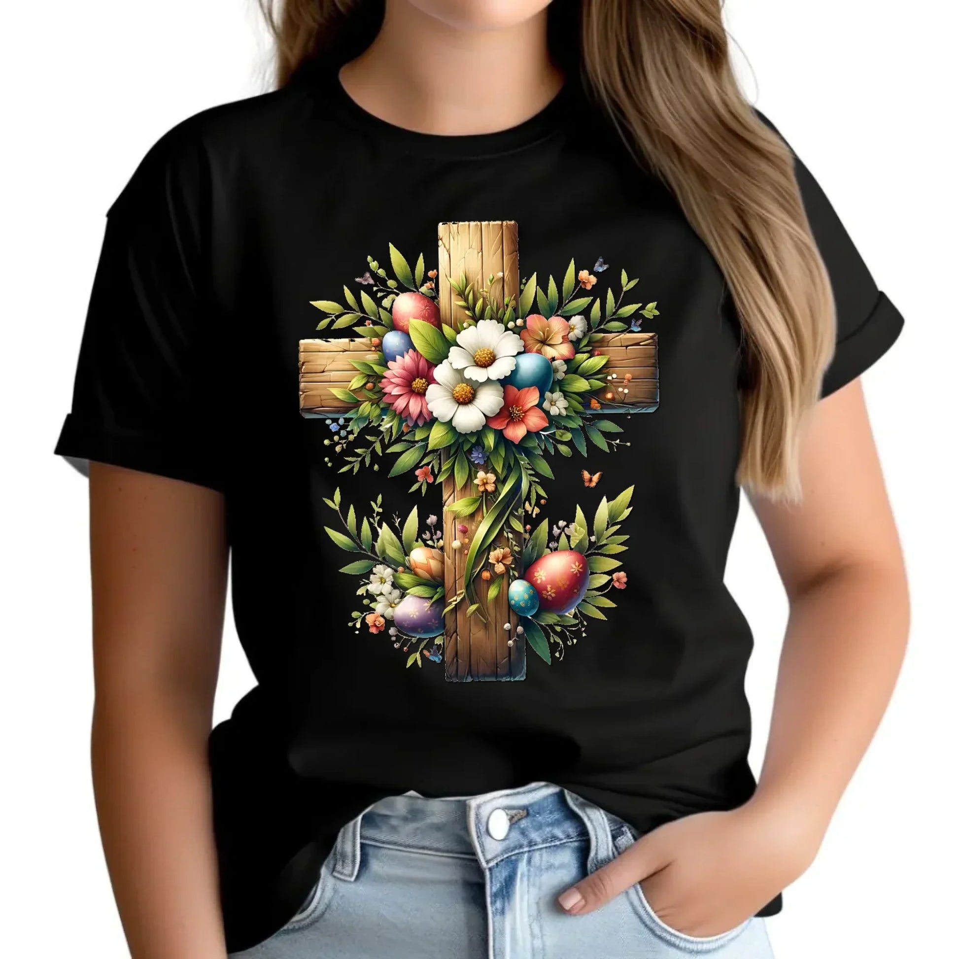 Krzyż | Koszulka damska na Wielkanoc WN02 - StoryCups.pl