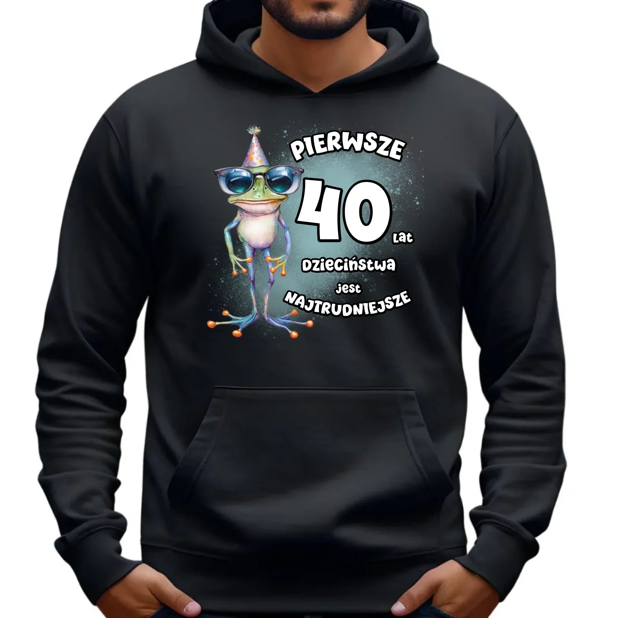Pierwsze 40 lat dzieciństwa jest najtrudniejsze | Bluza męska z kapturem na urodziny U20 - StoryCups.pl