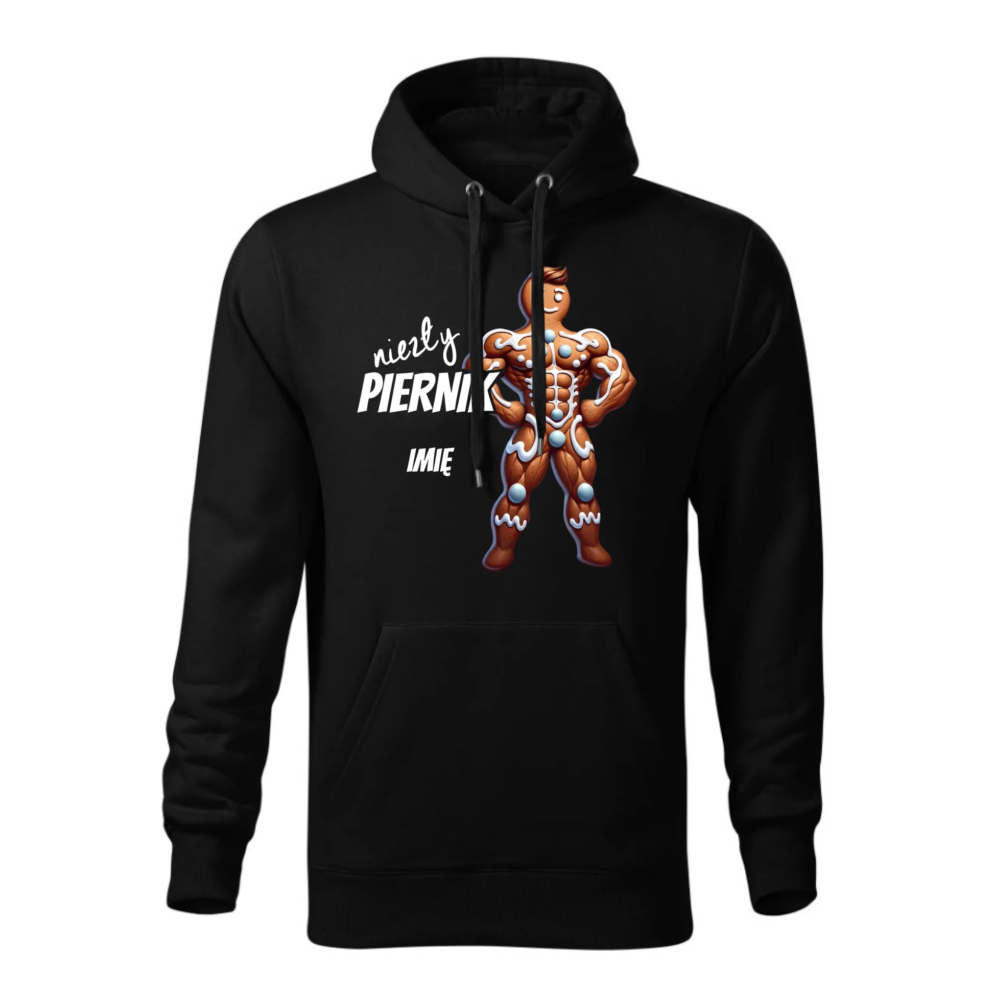 Świąteczna bluza męska z kapturem czarna na prezent personalizacja hoodie Święta Boże Narodzenie Mikołajki