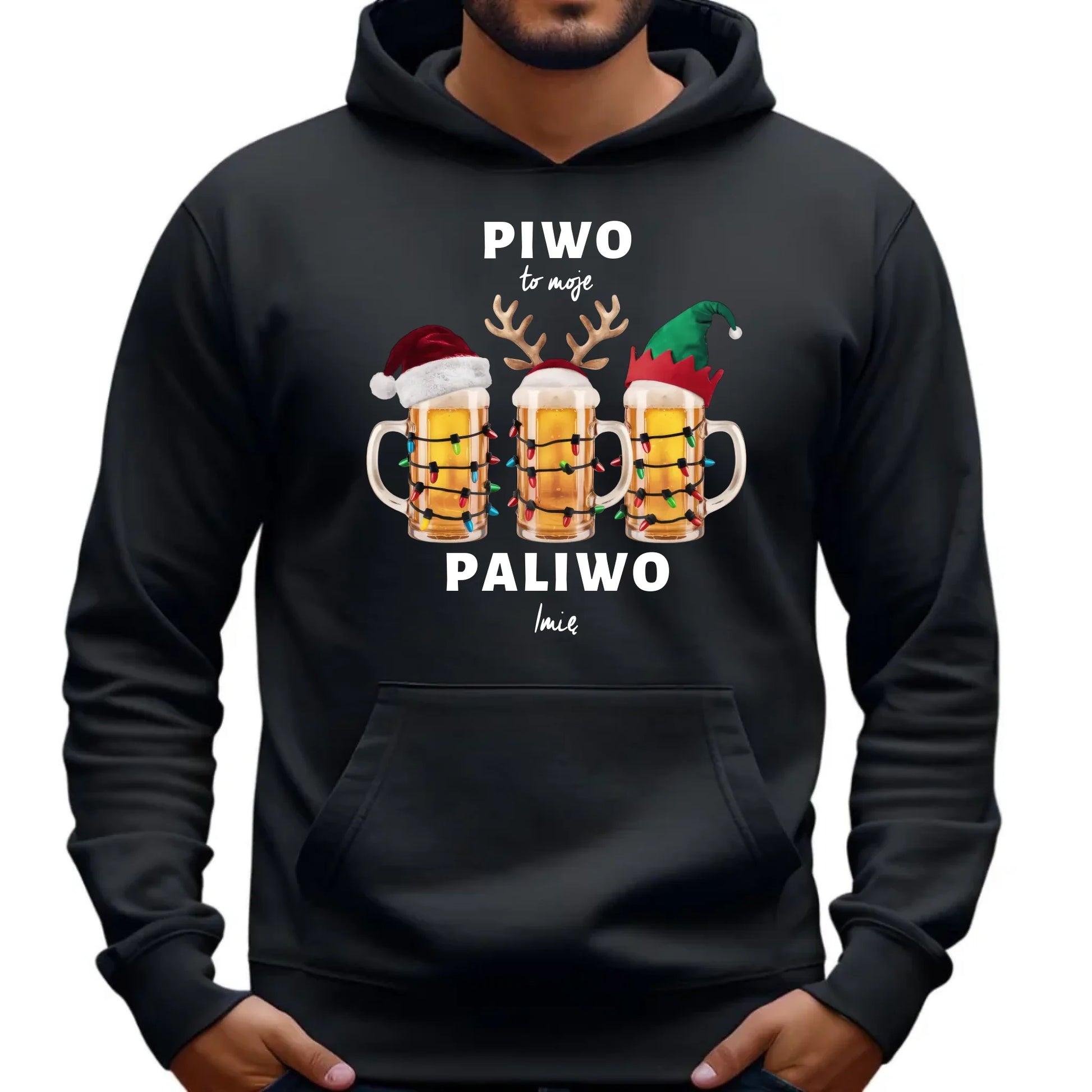 Świąteczna bluza męska z kapturem na prezent hoodie personalizacja