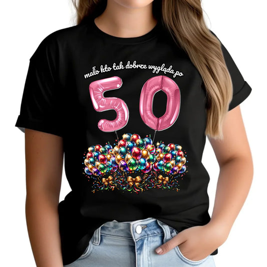 Mało kto tak dobrze wygląda | Personalizowana koszulka damska na urodziny U16 - StoryCups.pl