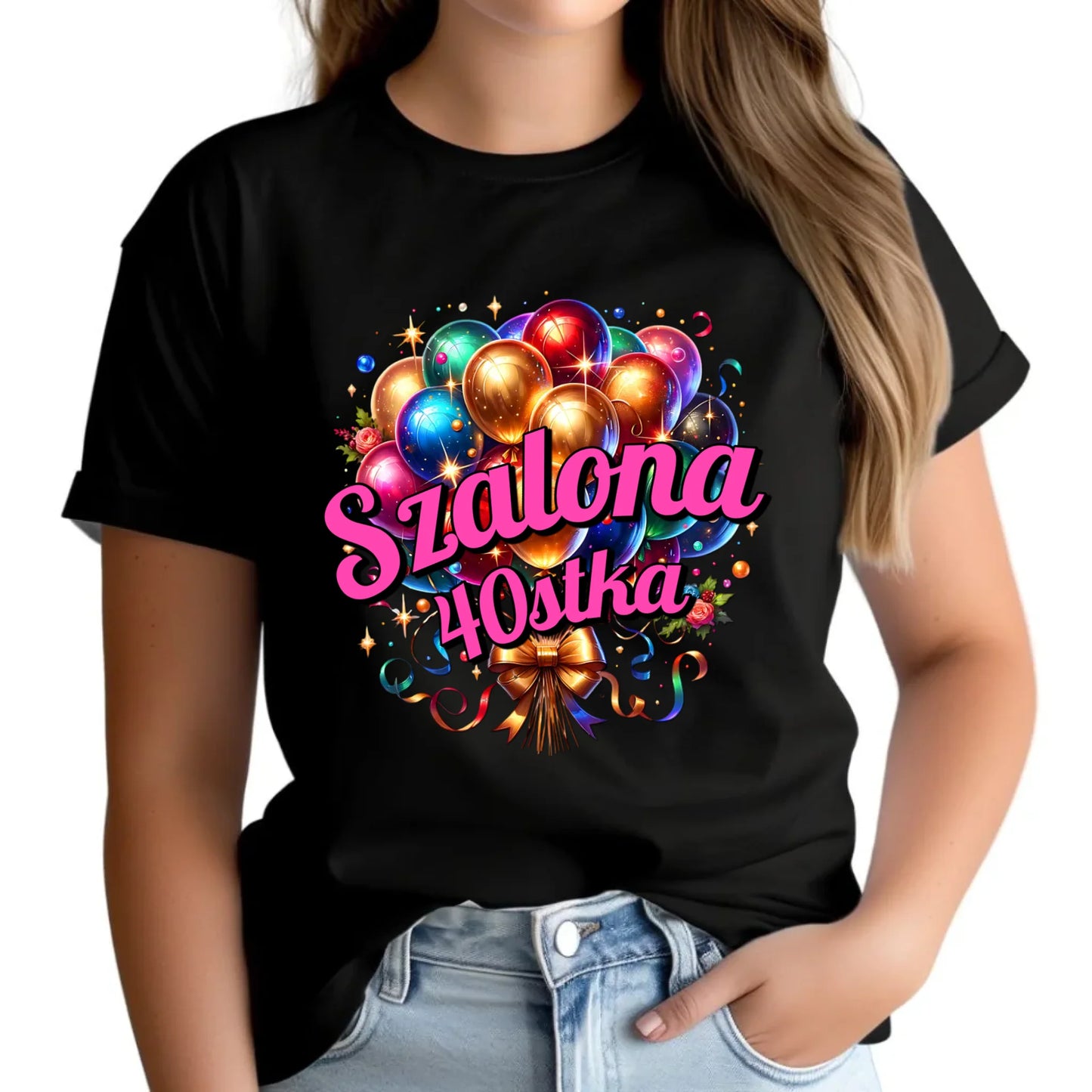 Szalona 40stka - personalizacja | Koszulka damska prezent na urodziny U14 - StoryCups.pl