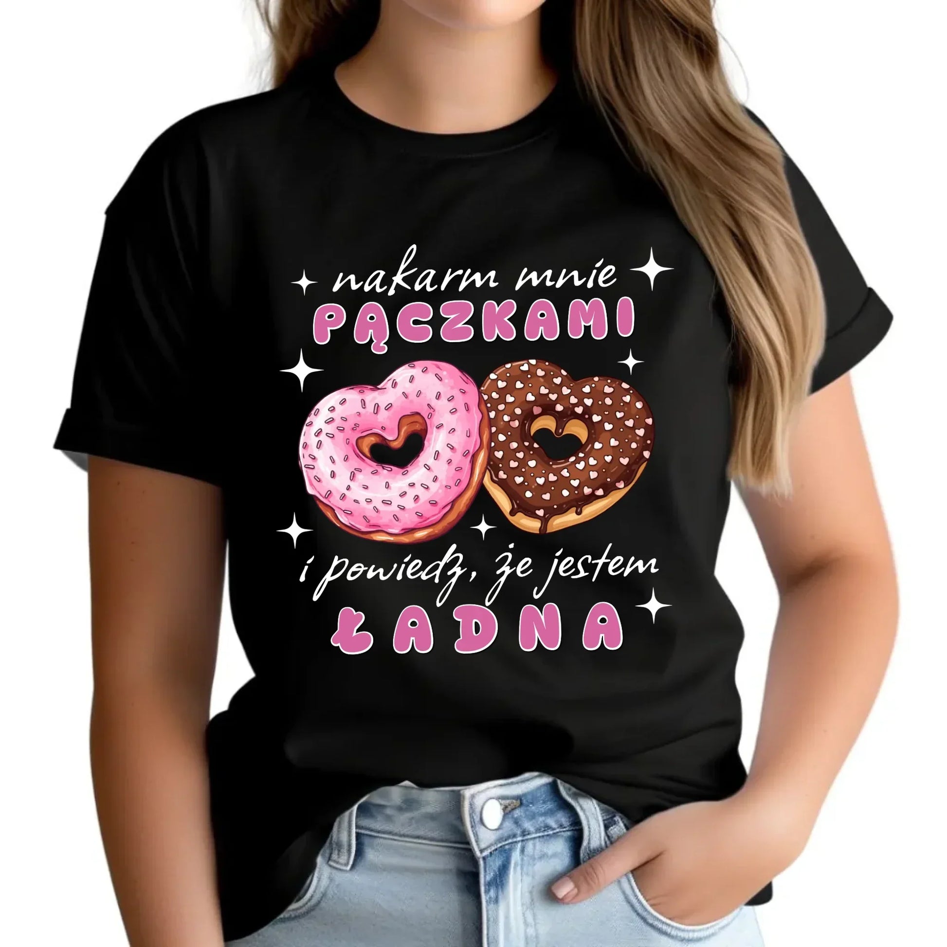 Nakarm mnie pączkami | Koszulka damska W59 - StoryCups.pl