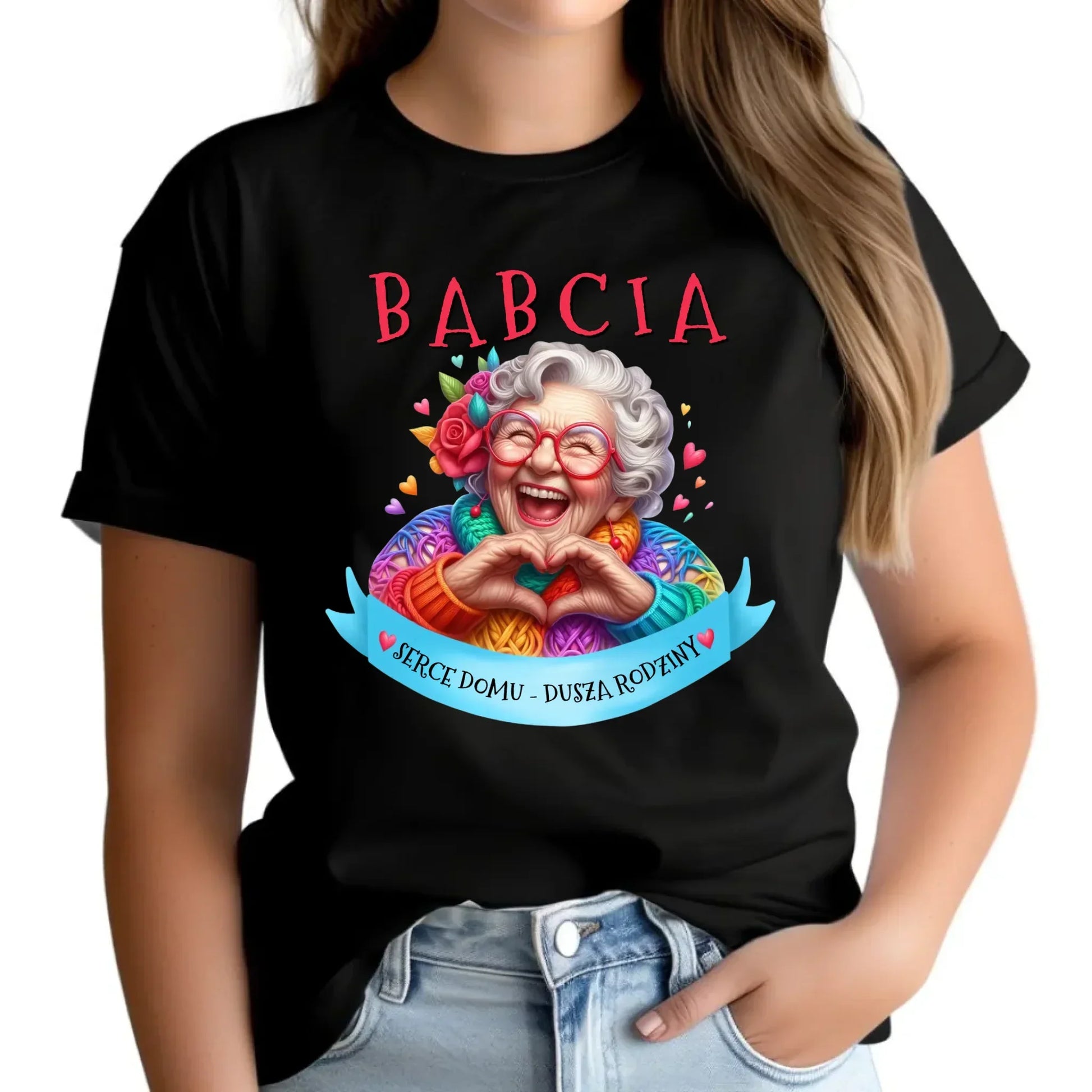 Babcia serce domu | Koszulka damska dla babci B25 - StoryCups.pl