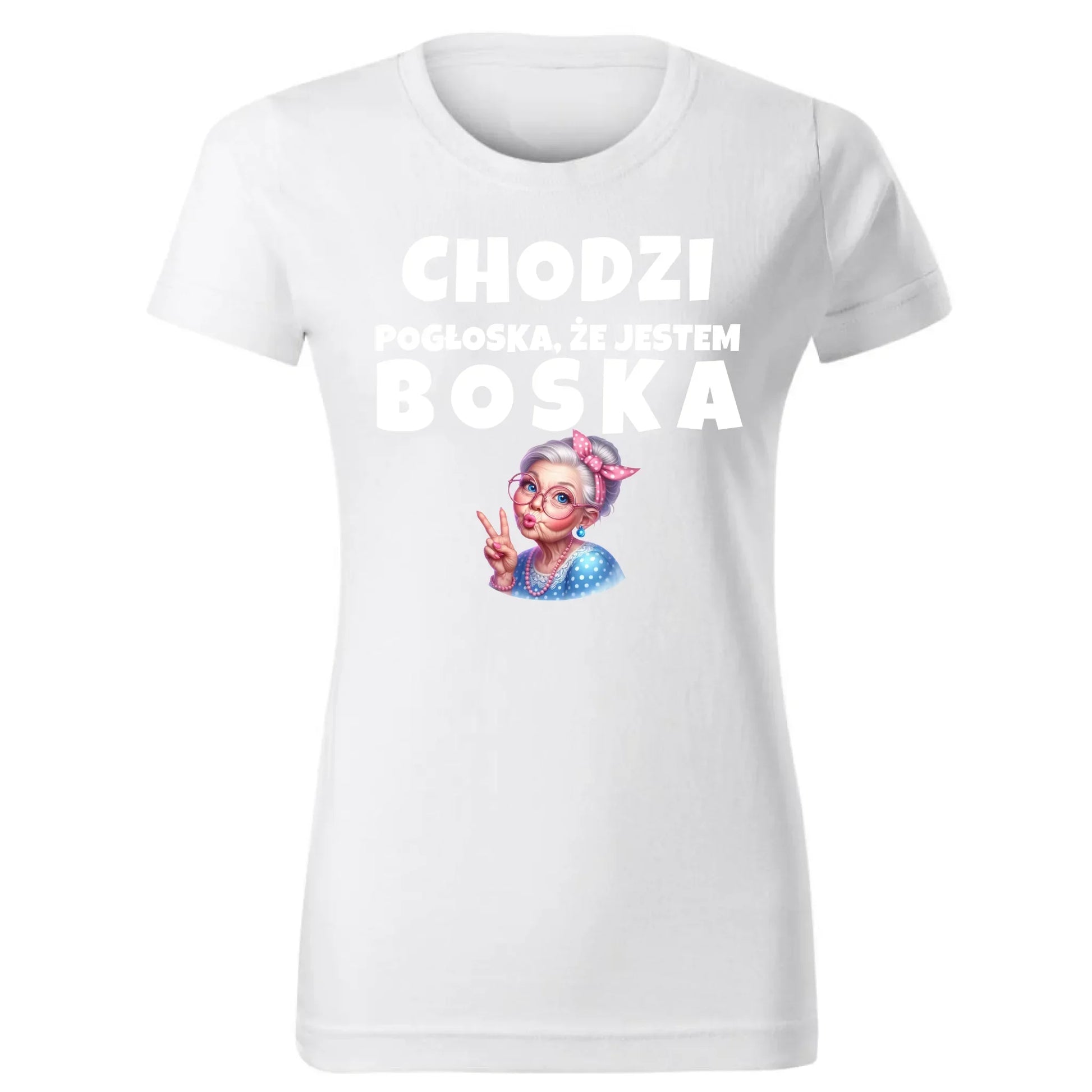 Chodzi pogłoska, że jestem boska | Koszulka damska dla babci B16 - StoryCups.pl
