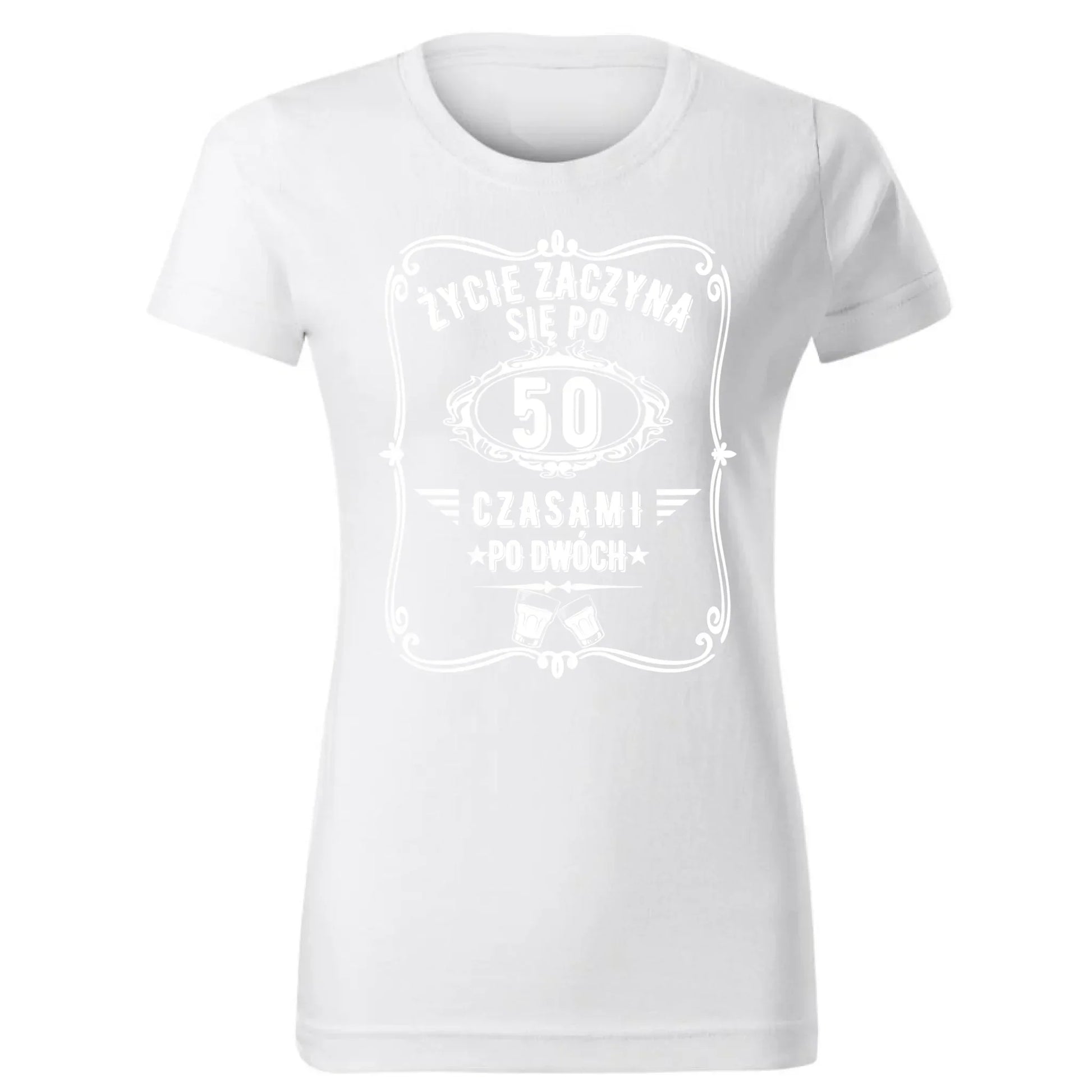 Życie zaczyna się po 50 | Koszulka damska na 50 urodziny U12 - StoryCups.pl