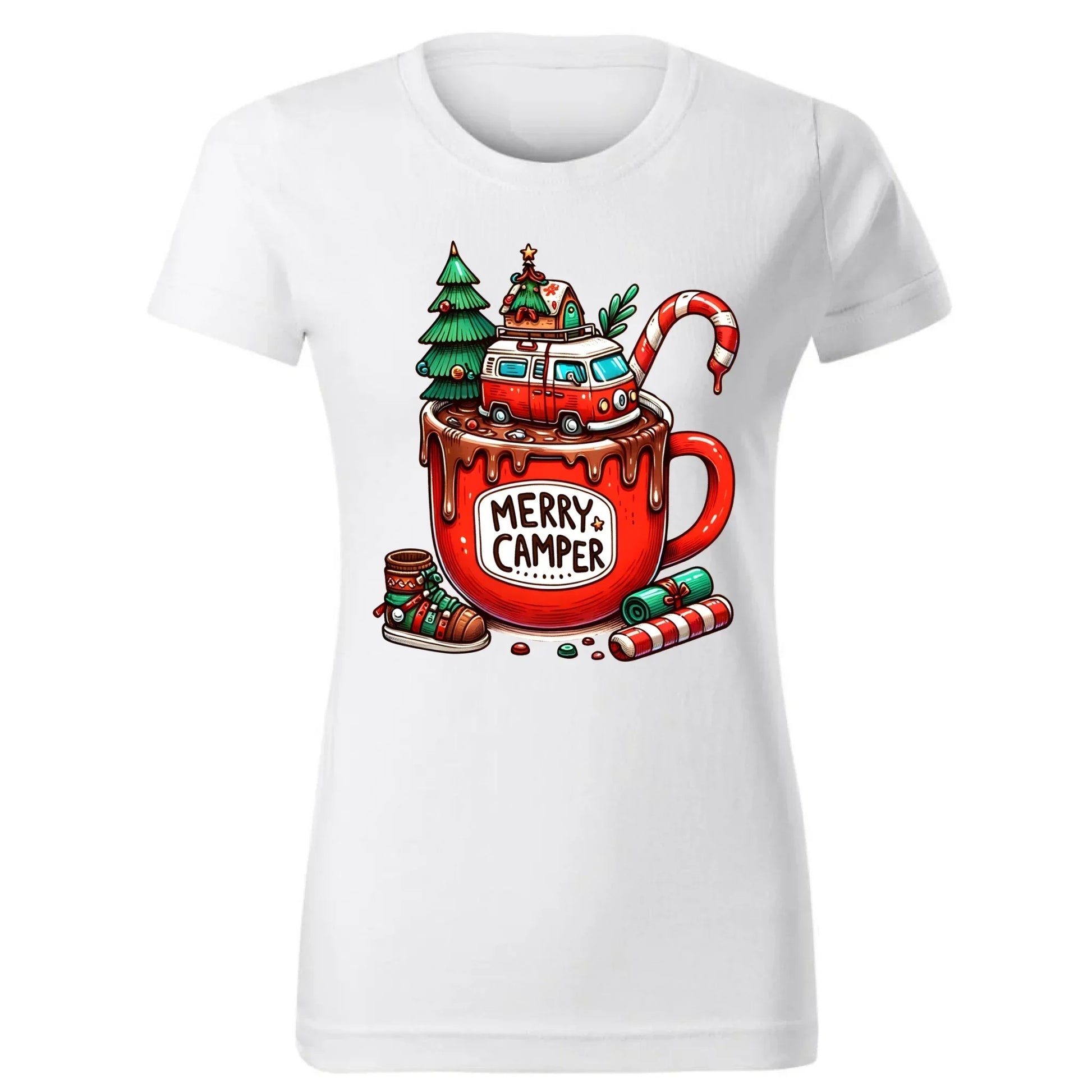 Merry Camper | Personalizowana koszulka damska świąteczna BN43 - StoryCups.pl