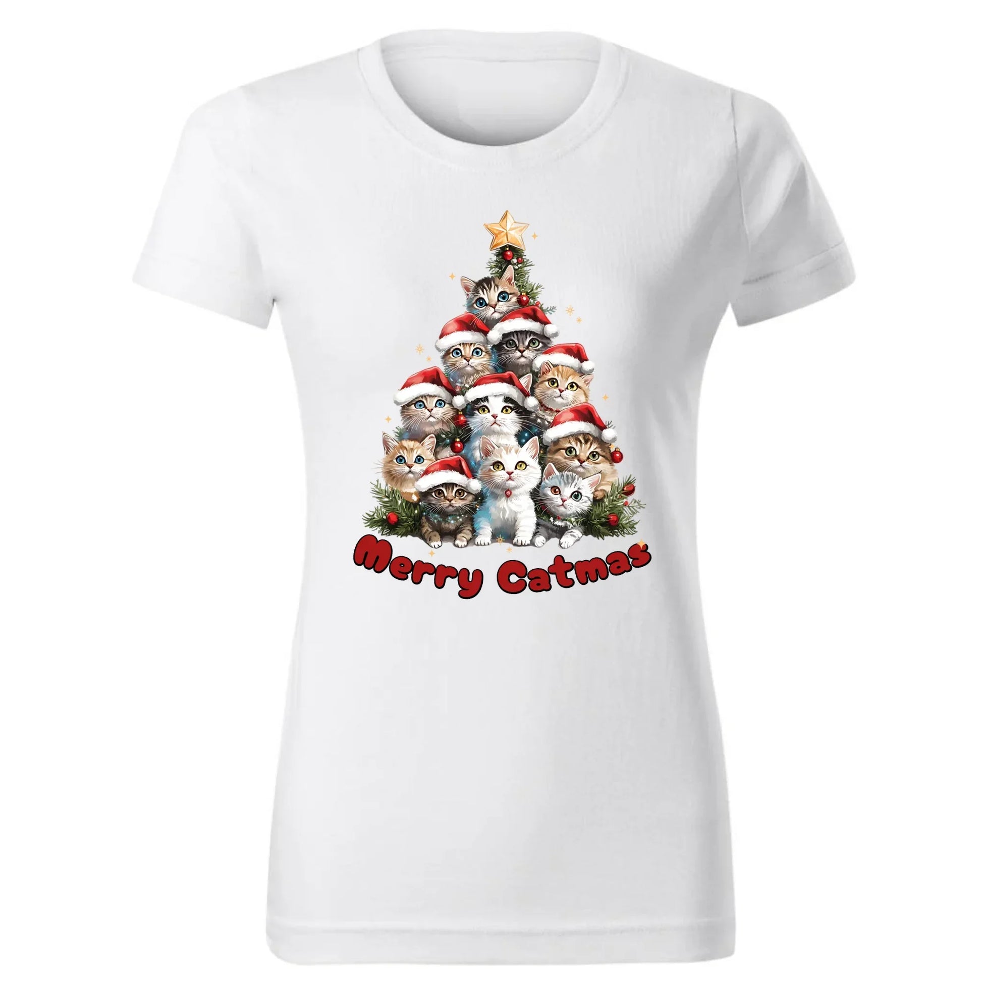 Merry Catmas | Świąteczna koszulka damska BN20 - StoryCups.pl