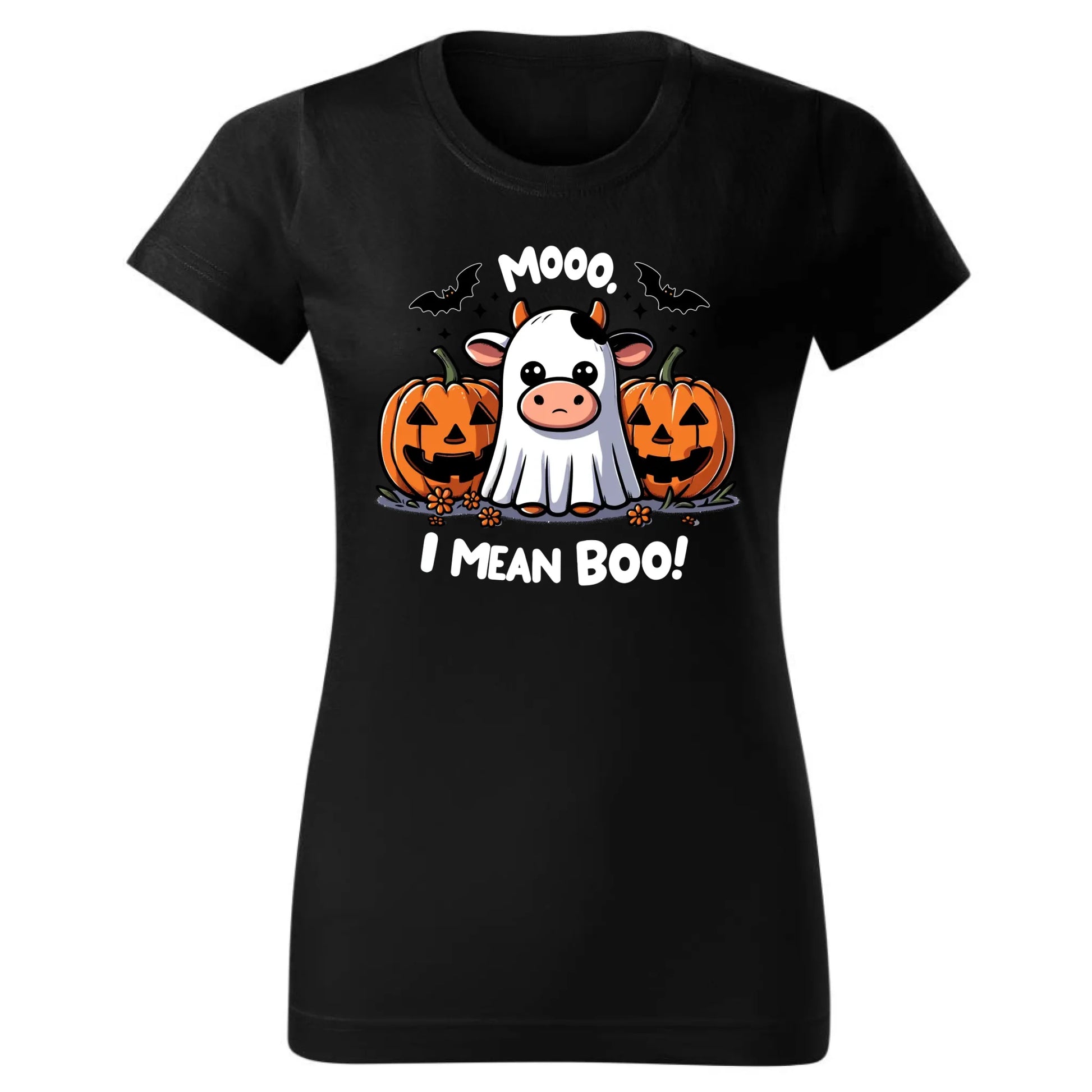 Czarna koszulka damska na Halloween nadruk na prezent