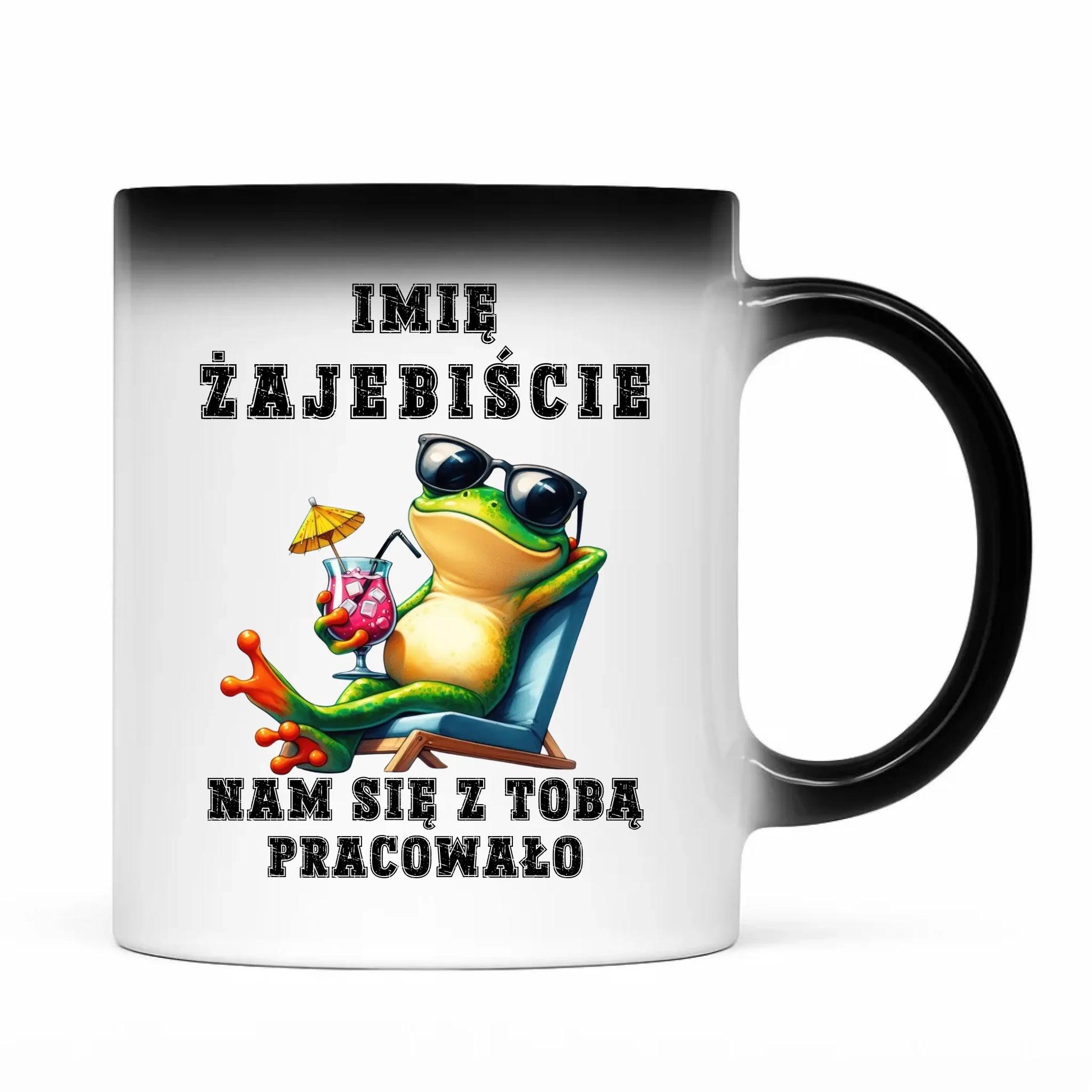 Magiczny kubek z ukrytym nadrukiem na pożegnanie odejście z pracy AWANS