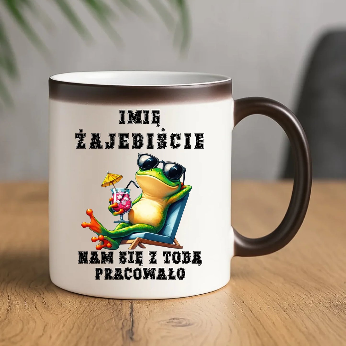 Magiczny kubek z ukrytym nadrukiem na pożegnanie odejście z pracy AWANS