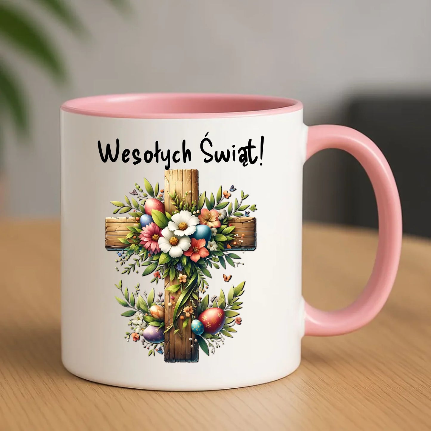Różowy kubek wielkanocny prezent na WIELKANOC