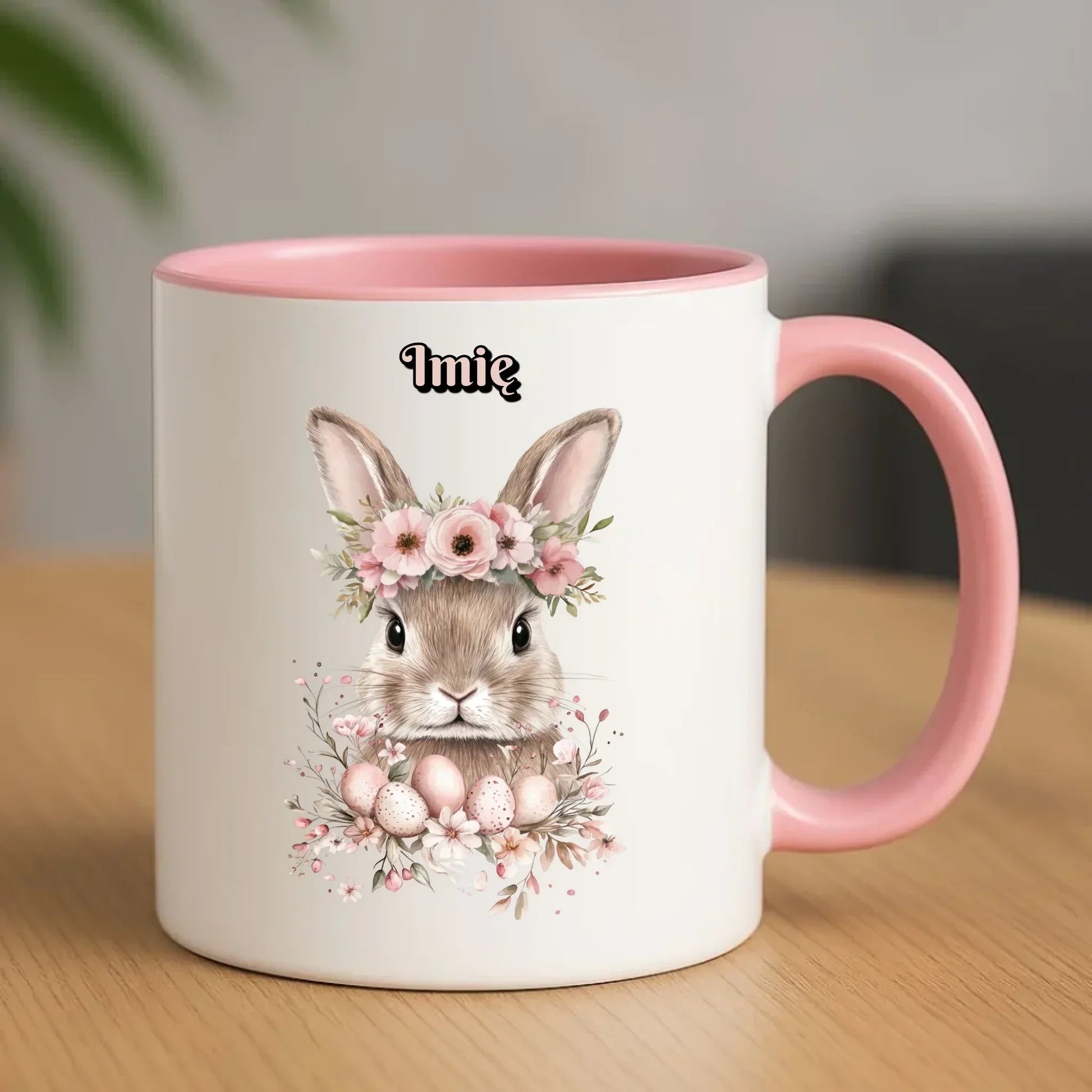 Zajączek z wiankiem | Kubek na Wielkanoc WN05 - StoryCups.pl