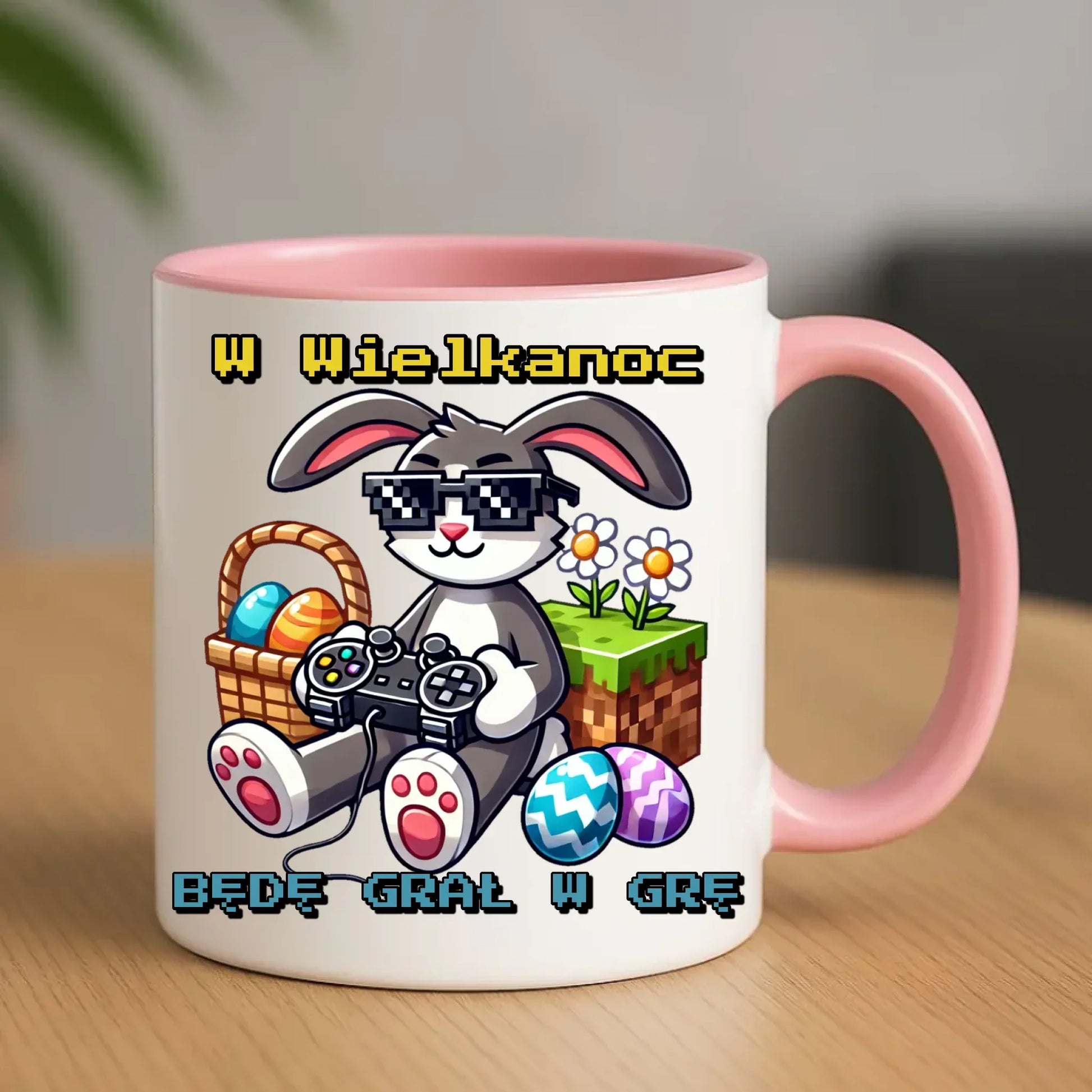 Zajączek Minecraft | Kubek Wielkanocny WN22 - StoryCups.pl