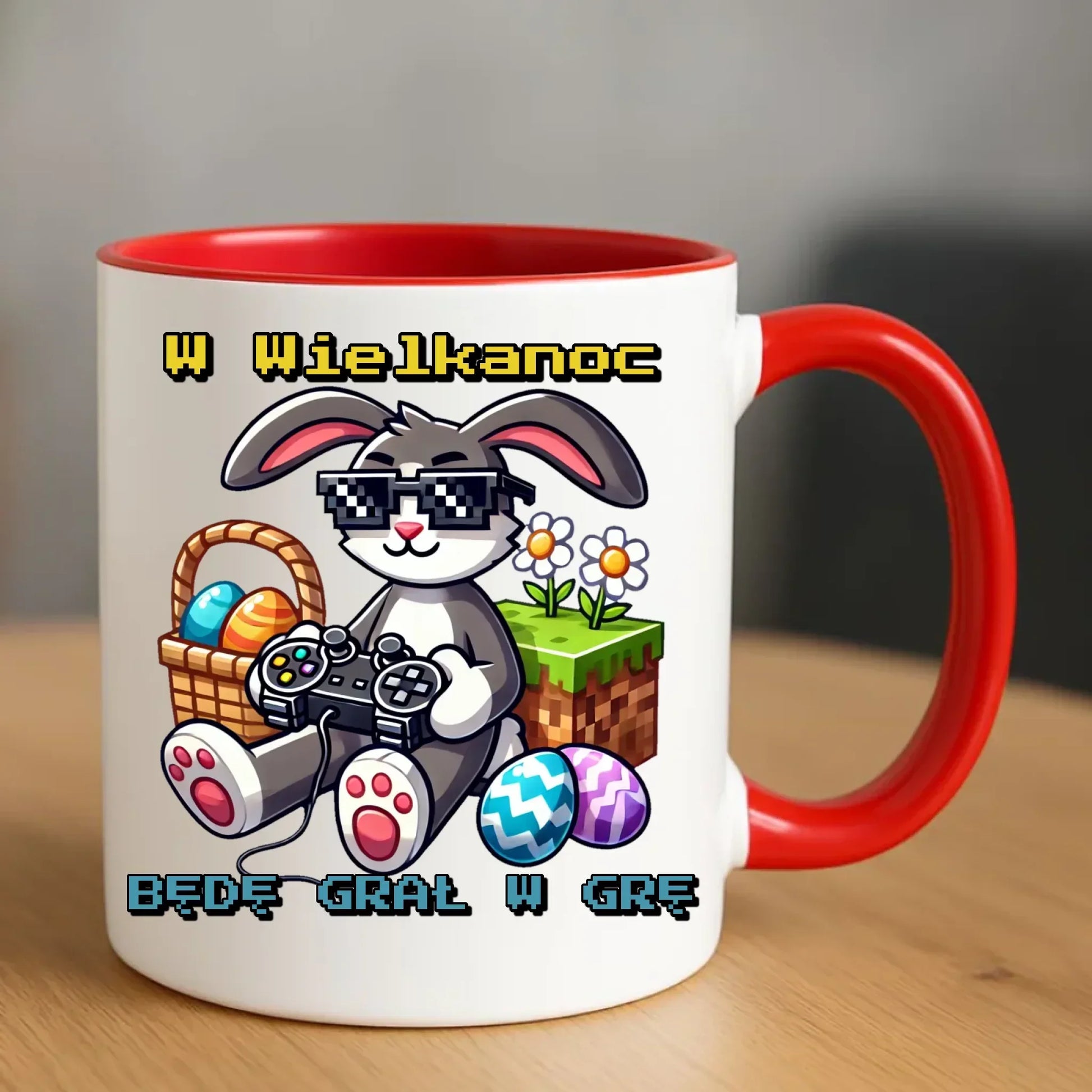 Zajączek Minecraft | Kubek Wielkanocny WN22 - StoryCups.pl