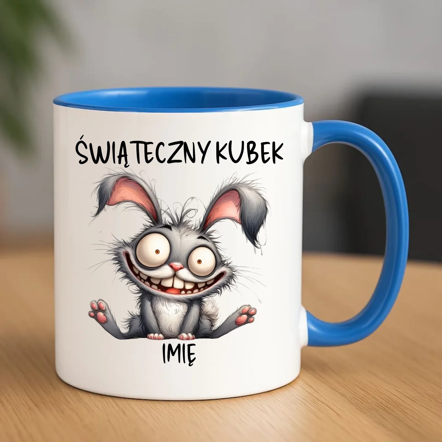 Niebieski kubek wielkanocny prezent na WIELKANOC