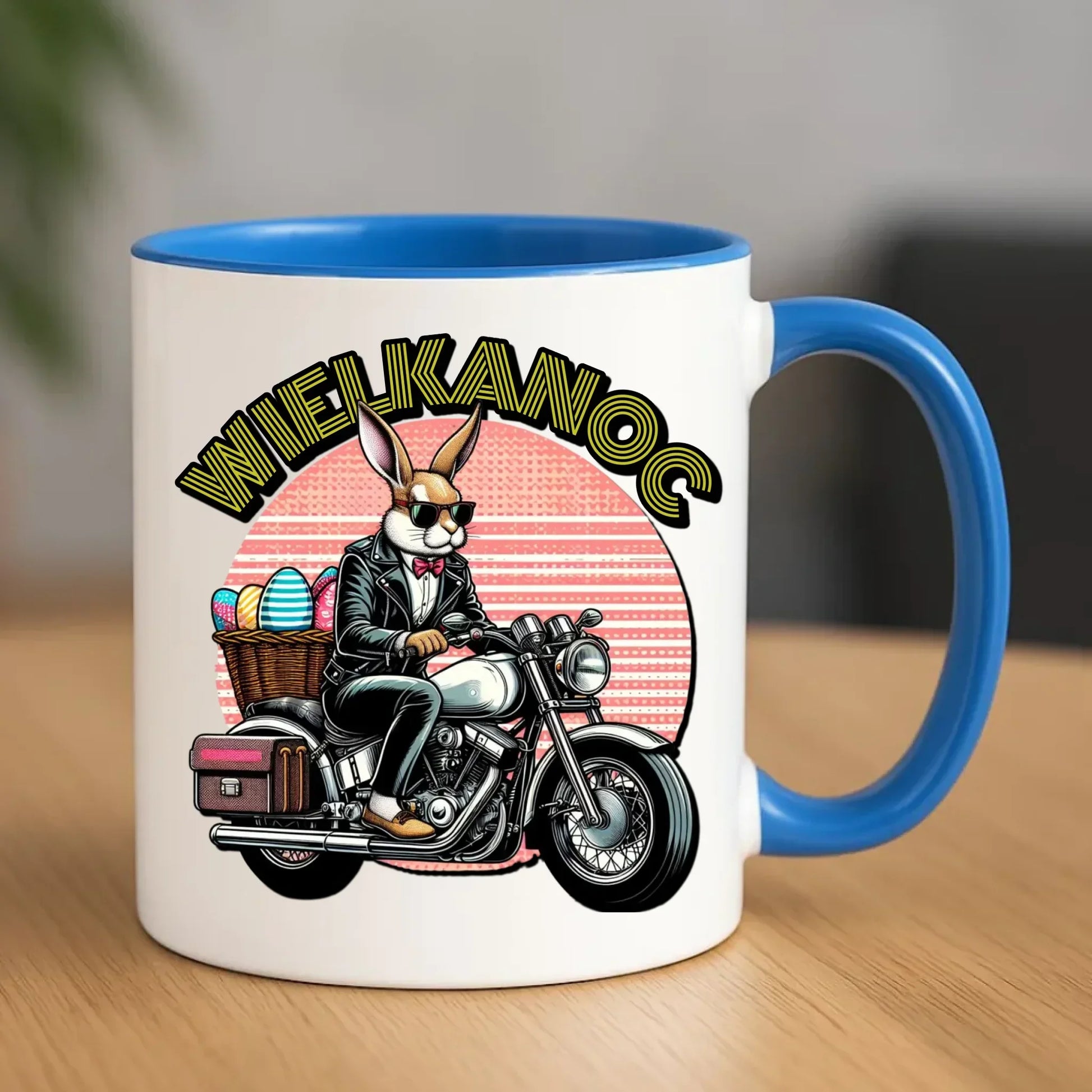 Zając na motorze | Kubek na Wielkanoc WN29 - StoryCups.pl