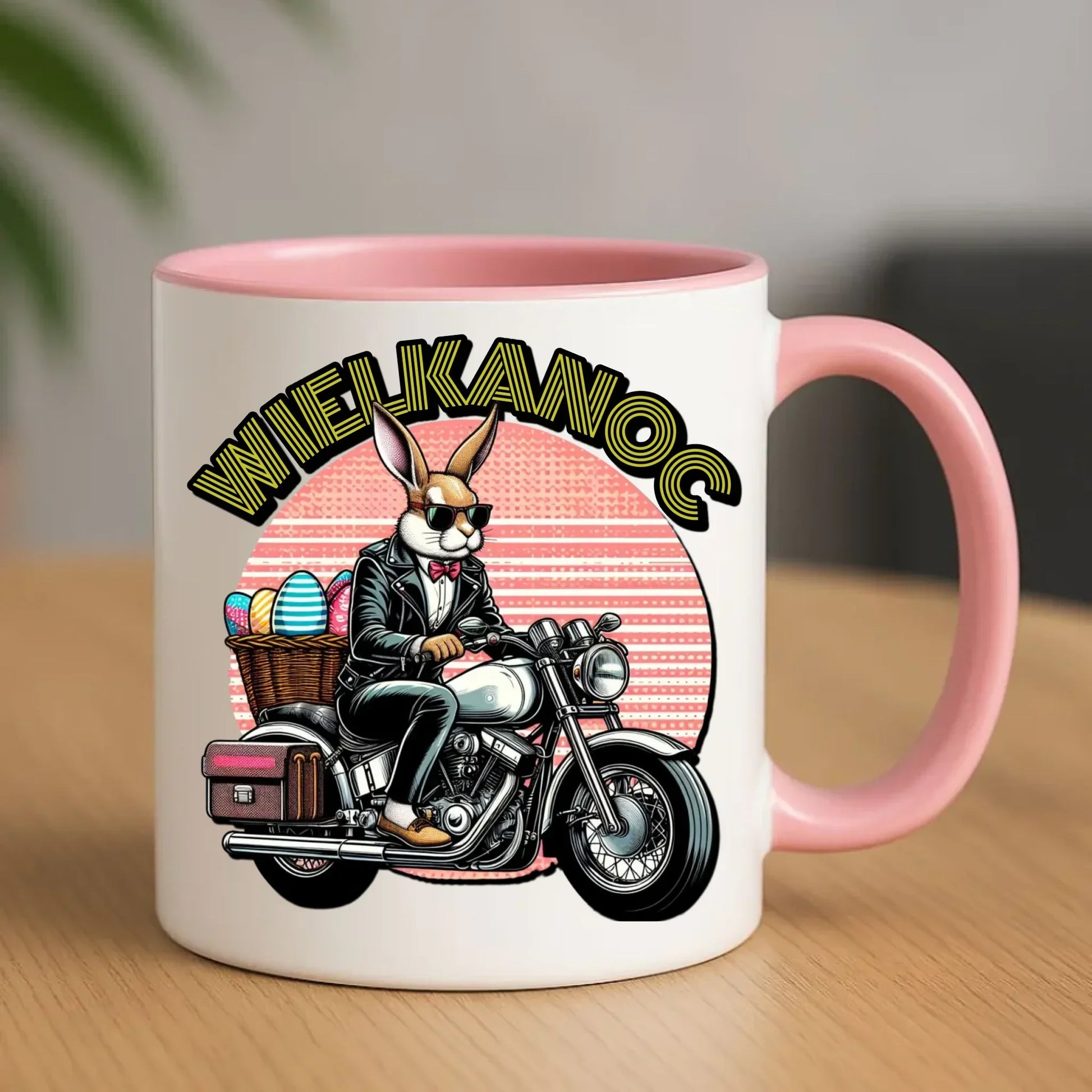 Zając na motorze | Kubek na Wielkanoc WN29 - StoryCups.pl