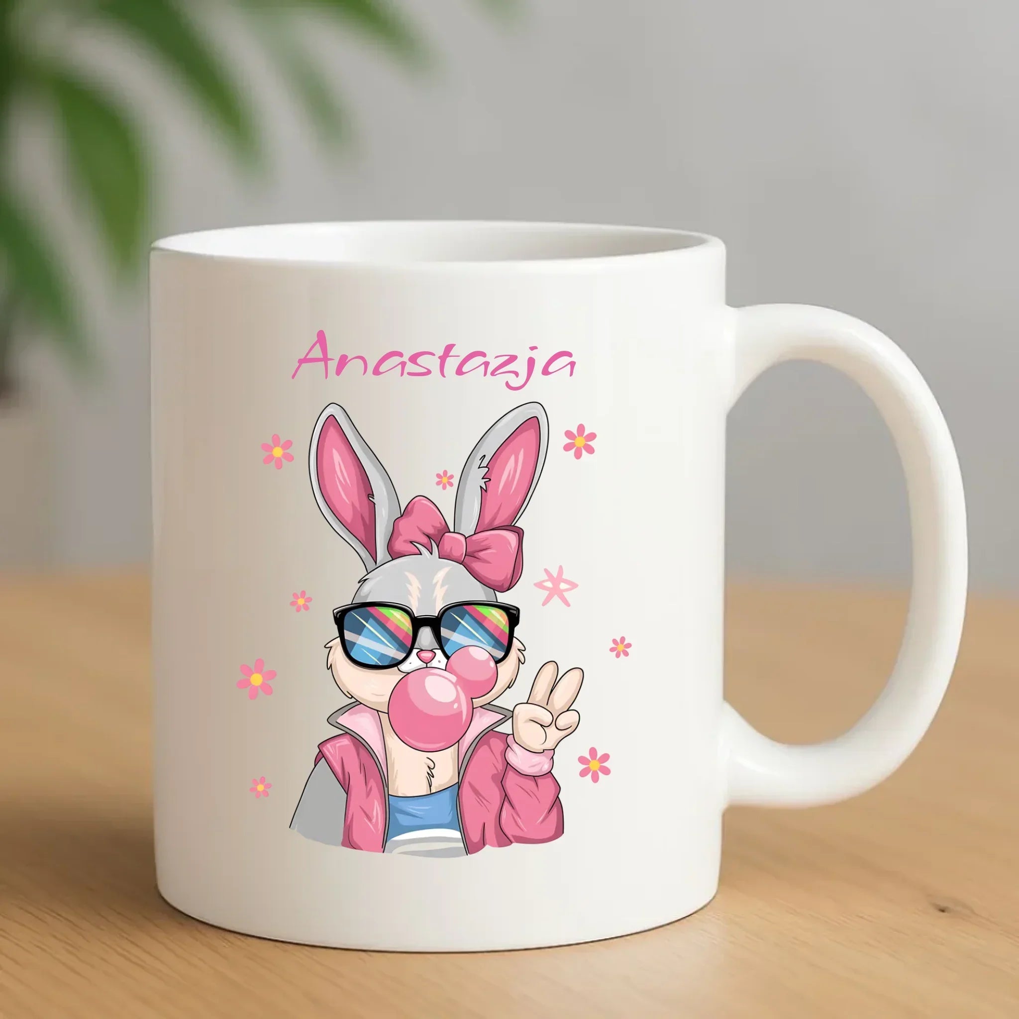 Różowy króliczek | Kubek na Wielkanoc WN35 - StoryCups.pl