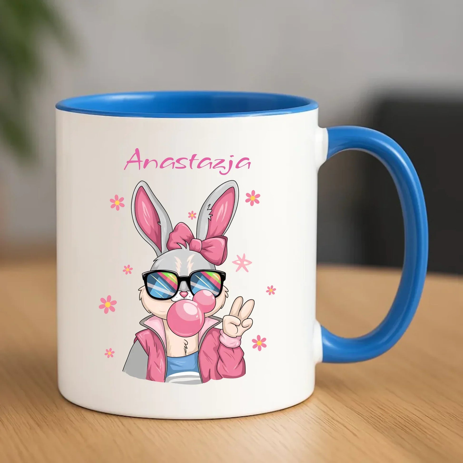 Różowy króliczek | Kubek na Wielkanoc WN35 - StoryCups.pl