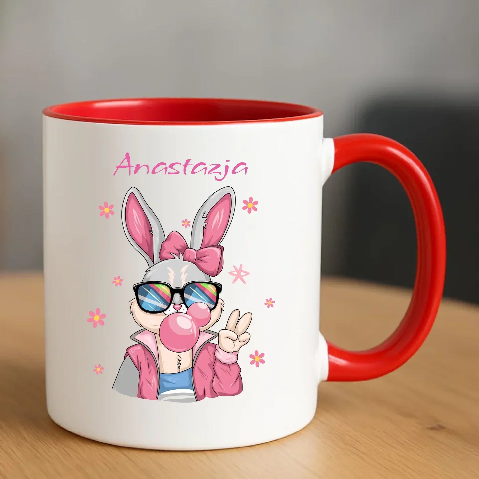 Różowy króliczek | Kubek na Wielkanoc WN35 - StoryCups.pl