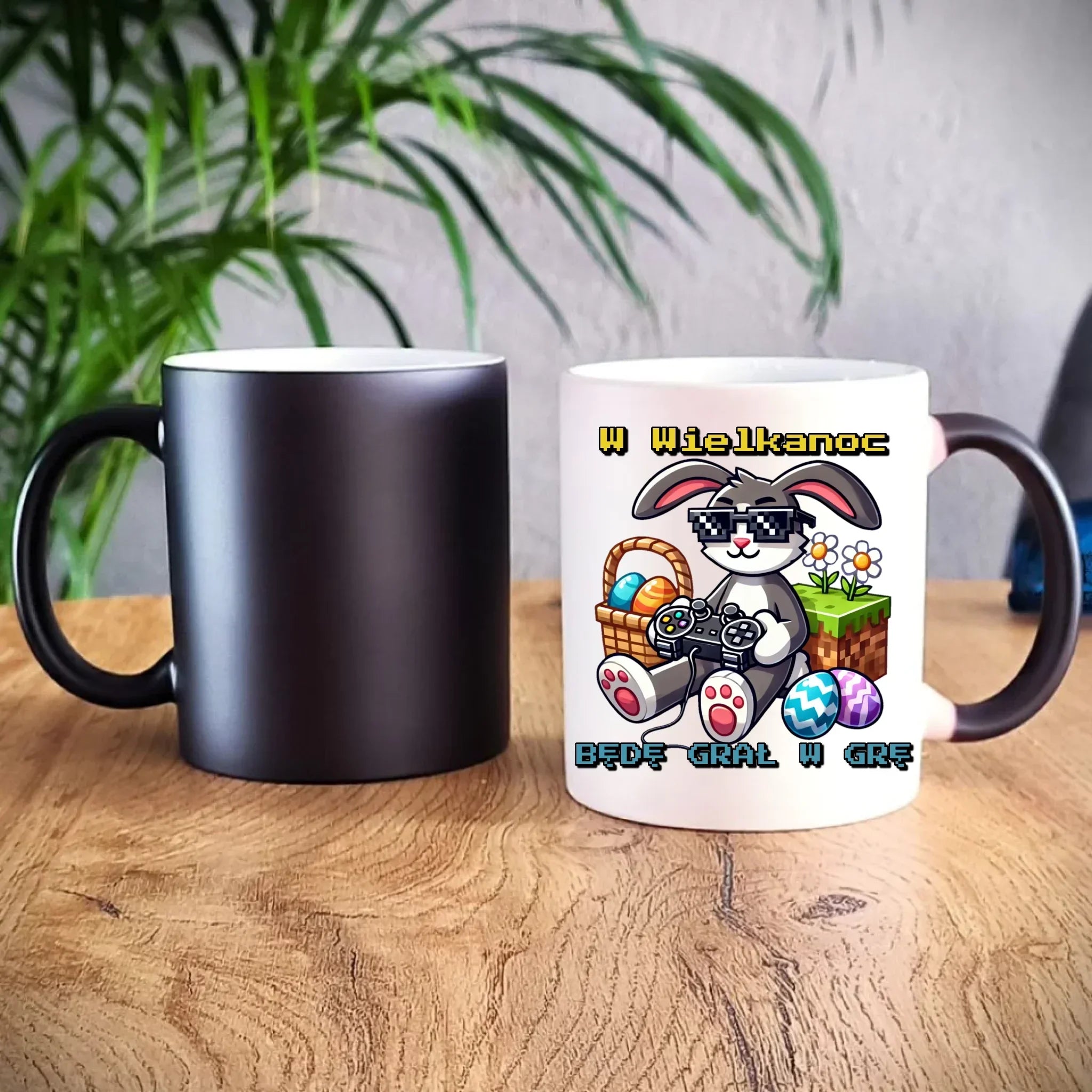 Zajączek Minecraft | Kubek magiczny Wielkanocny WN22 - StoryCups.pl