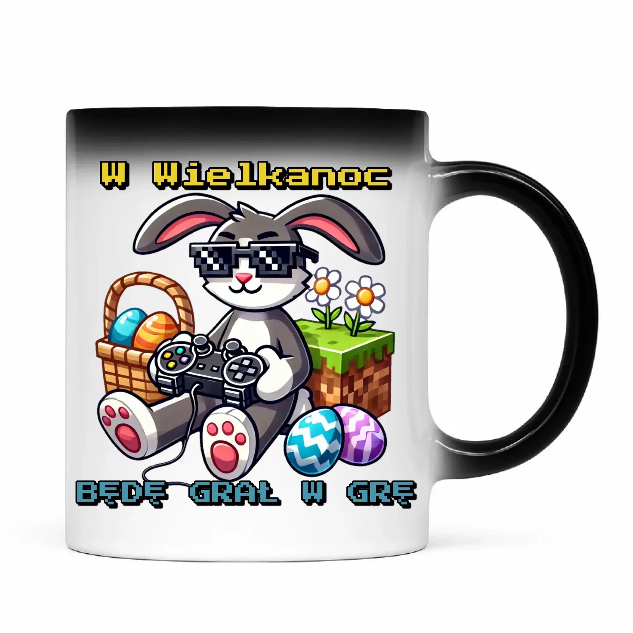 Zajączek Minecraft | Kubek magiczny Wielkanocny WN22 - StoryCups.pl