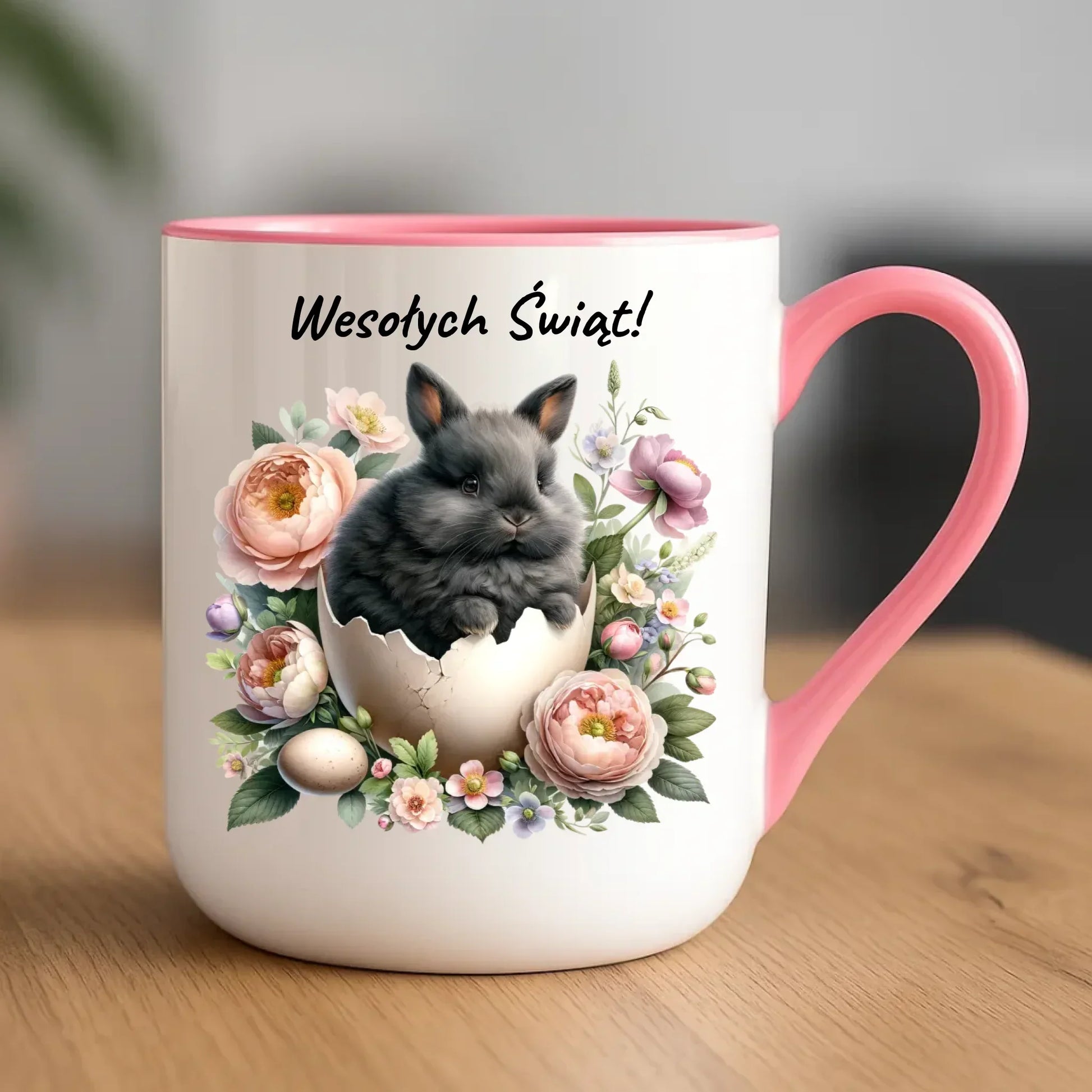 Zajączek w pisance | Kubek elegant na Wielkanoc WN03 - StoryCups.pl