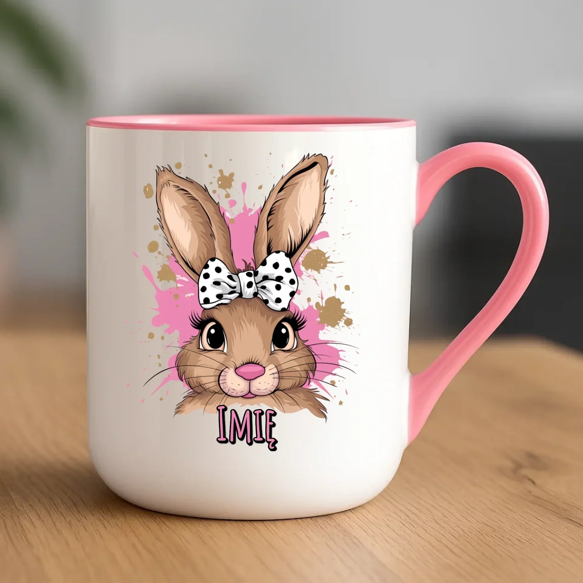 Słodki zajączek imię | Kubek elegant na Wielkanoc WN08 - StoryCups.pl