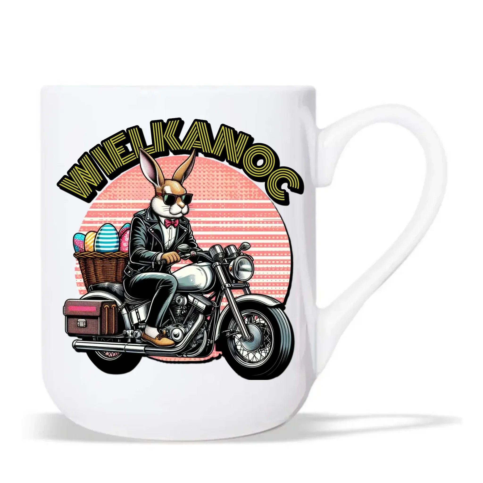 Zając na motorze | Kubek elegant na Wielkanoc WN29 - StoryCups.pl