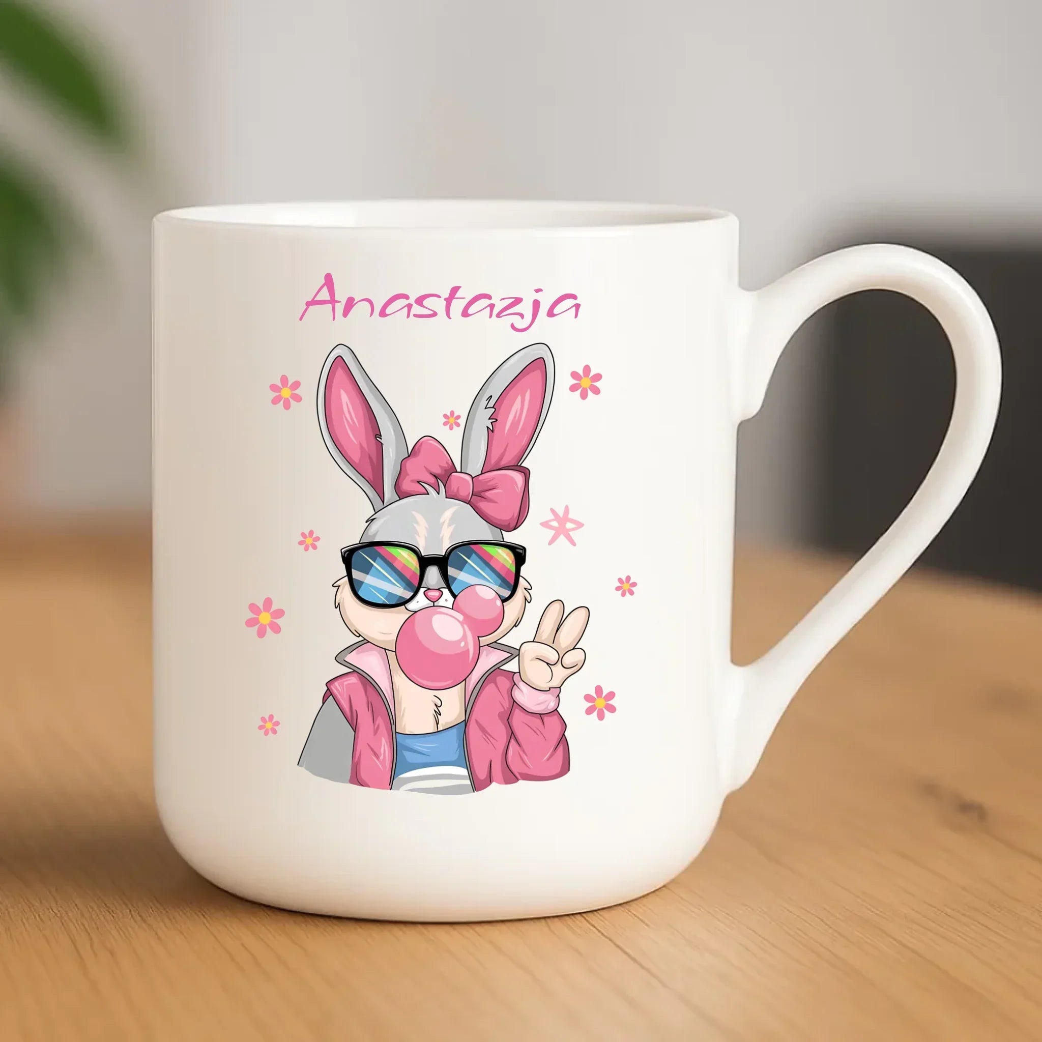 Różowy króliczek | Kubek elegant na Wielkanoc WN35 - StoryCups.pl