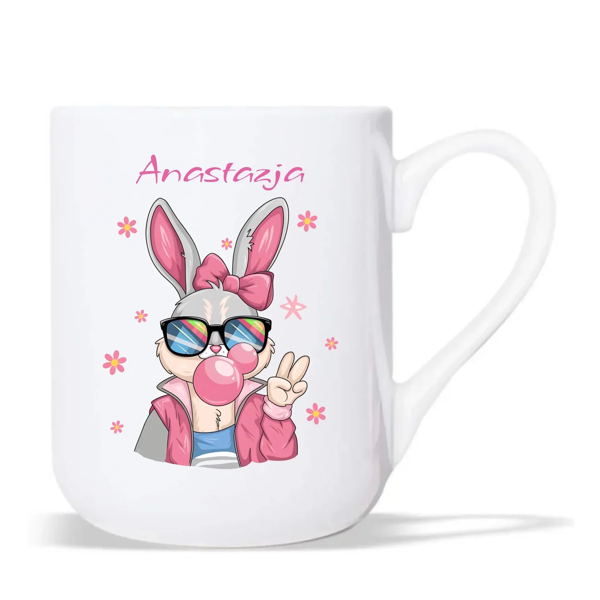 Różowy króliczek | Kubek elegant na Wielkanoc WN35 - StoryCups.pl