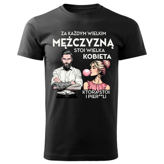 Prezent dla chłopaka czarna koszulka męska z nadrukiem DZIEŃ CHŁOPAKA CHŁOPAK
