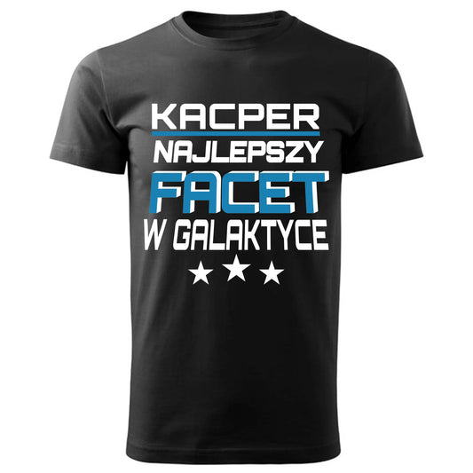 Prezent dla chłopaka czarna koszulka męska z nadrukiem DZIEŃ CHŁOPAKA CHŁOPAK
