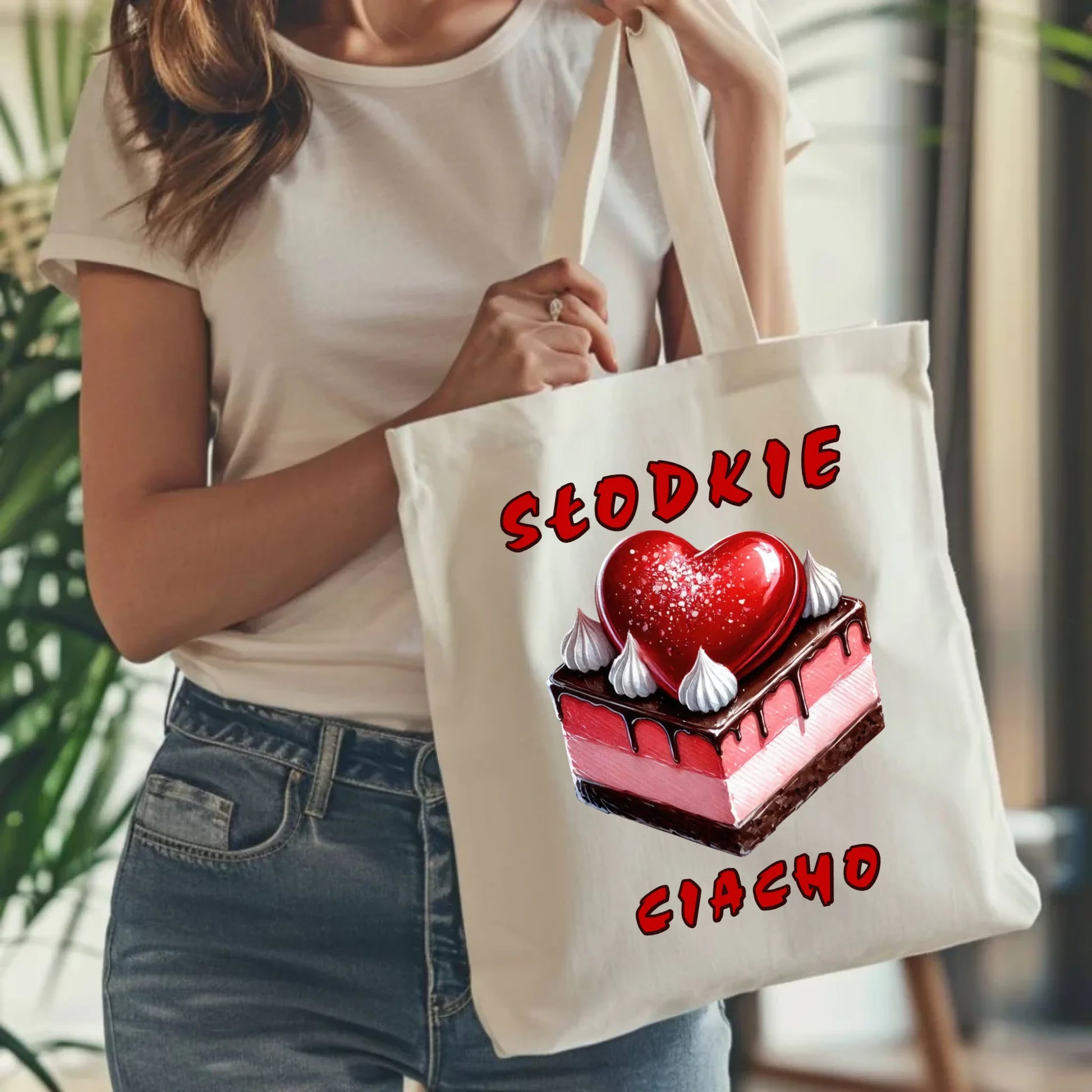 Torba tote bag z nadrukiem na prezent naturalna