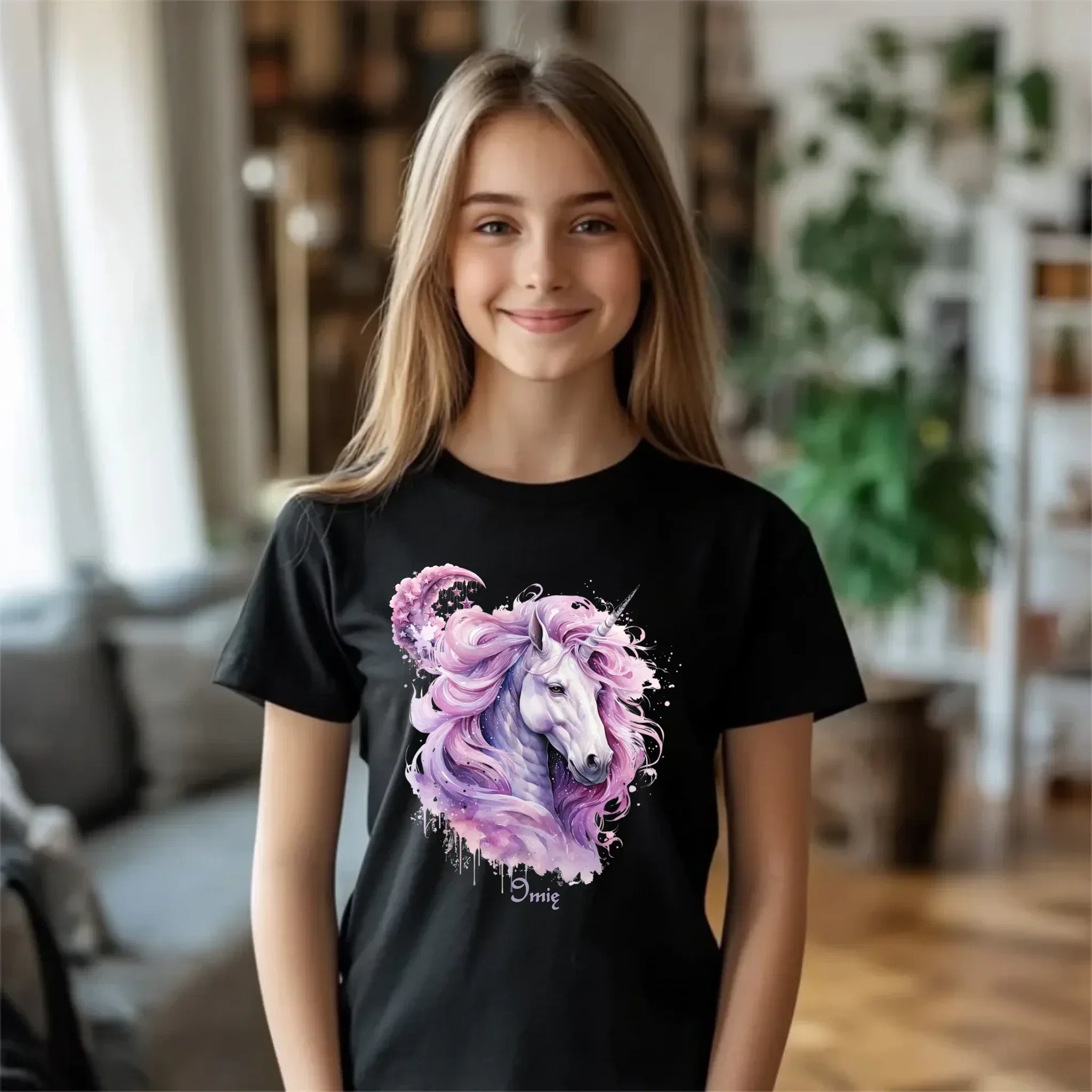 Różowy jednorożec | Personalizowana koszulka dla dziewczynki DD15 - StoryCups.pl