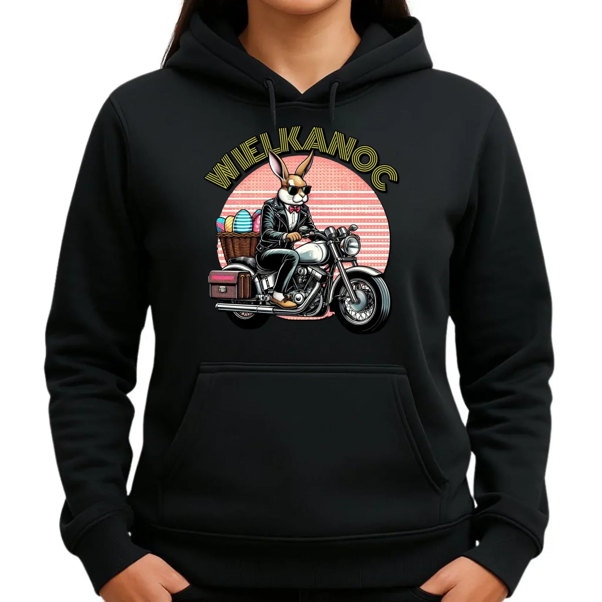 Zając na motorze | Bluza damska z kapturem na Wielkanoc WN29 - StoryCups.pl