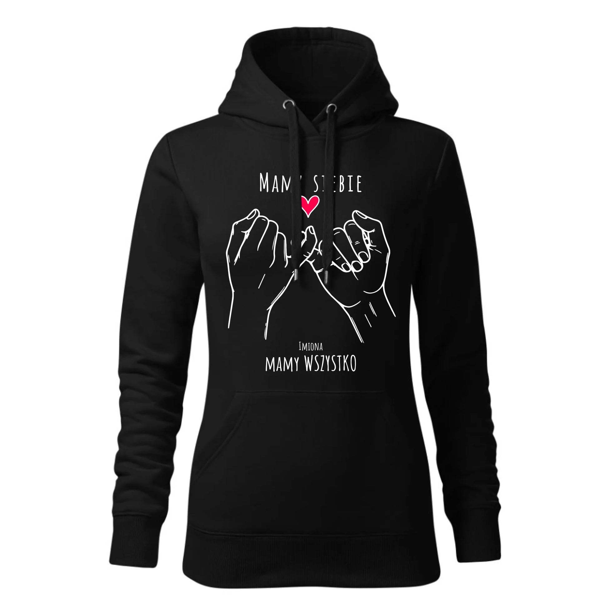 Czarna bluza damska z kapturem nadruk na prezent dla niej HOODIE