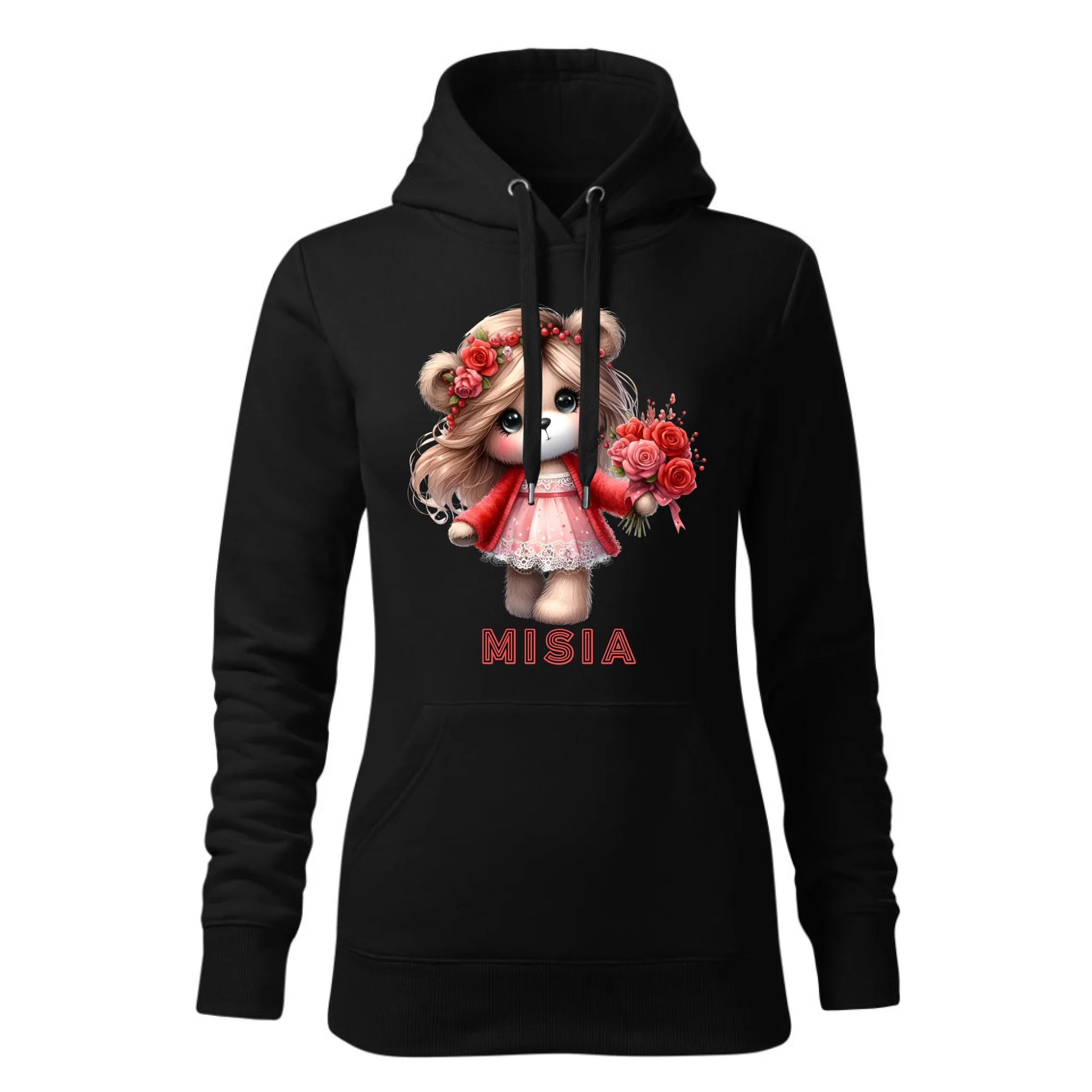 Czarna bluza damska z kapturem nadruk na prezent dla niej HOODIE