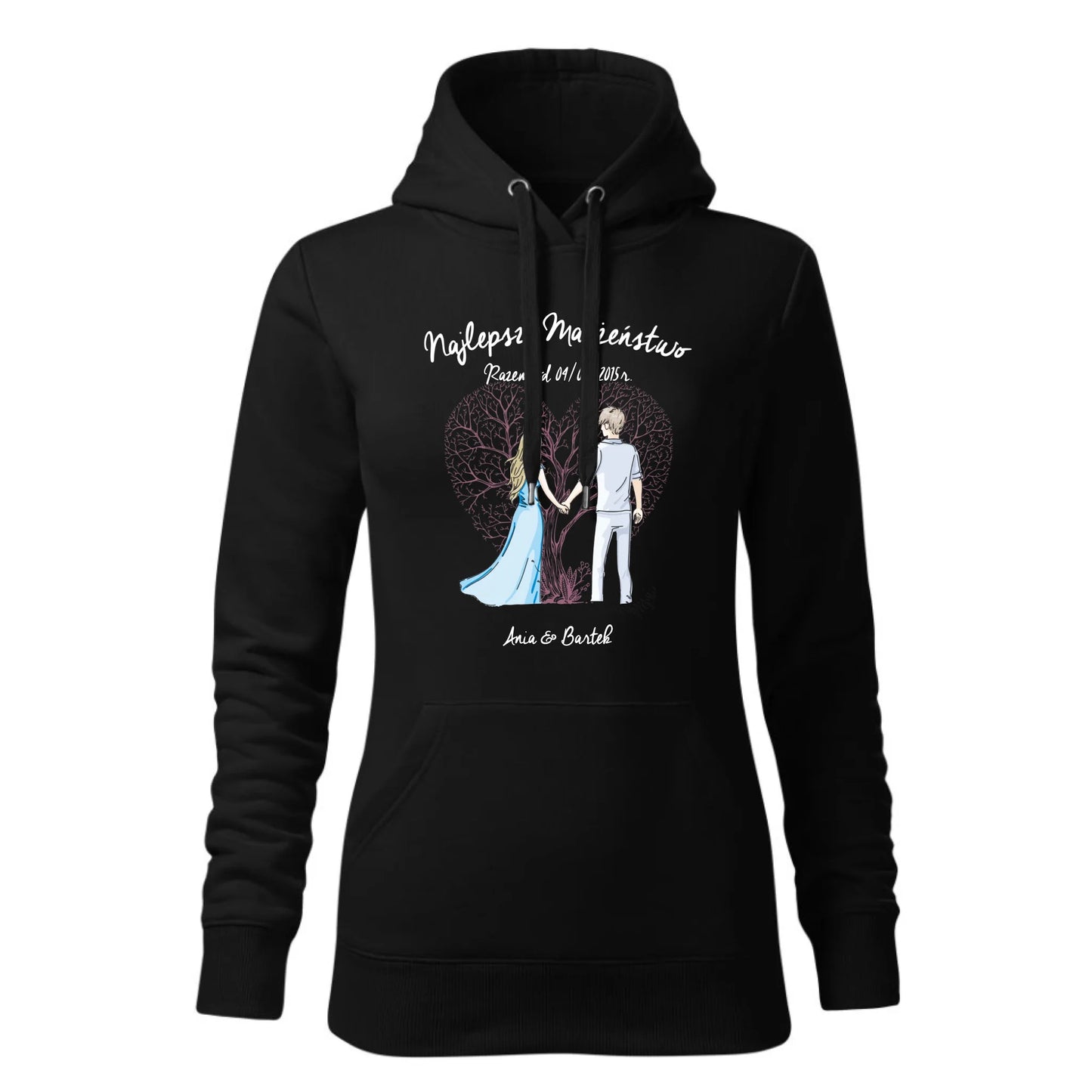 Czarna bluza damska z kapturem nadruk na prezent dla niej HOODIE