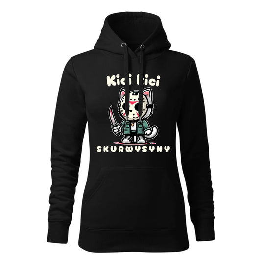 Czarna bluza damska z kapturem nadruk na prezent dla niej HOODIE