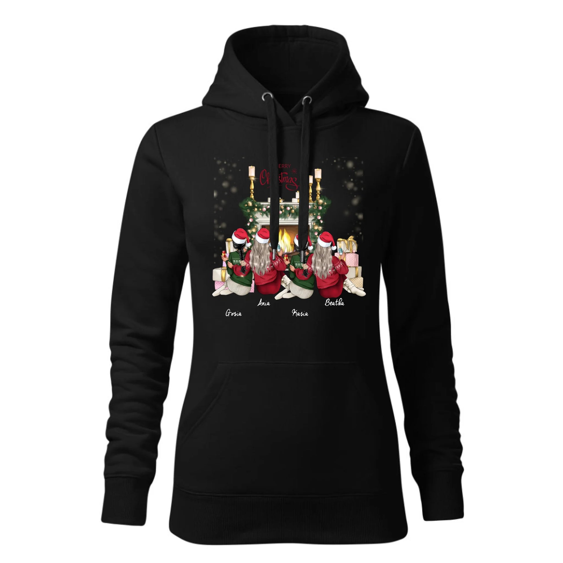 Czarna bluza damska z kapturem nadruk na prezent dla niej HOODIE