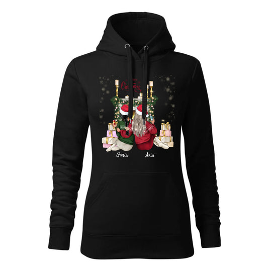 Czarna bluza damska z kapturem nadruk na prezent dla niej HOODIE