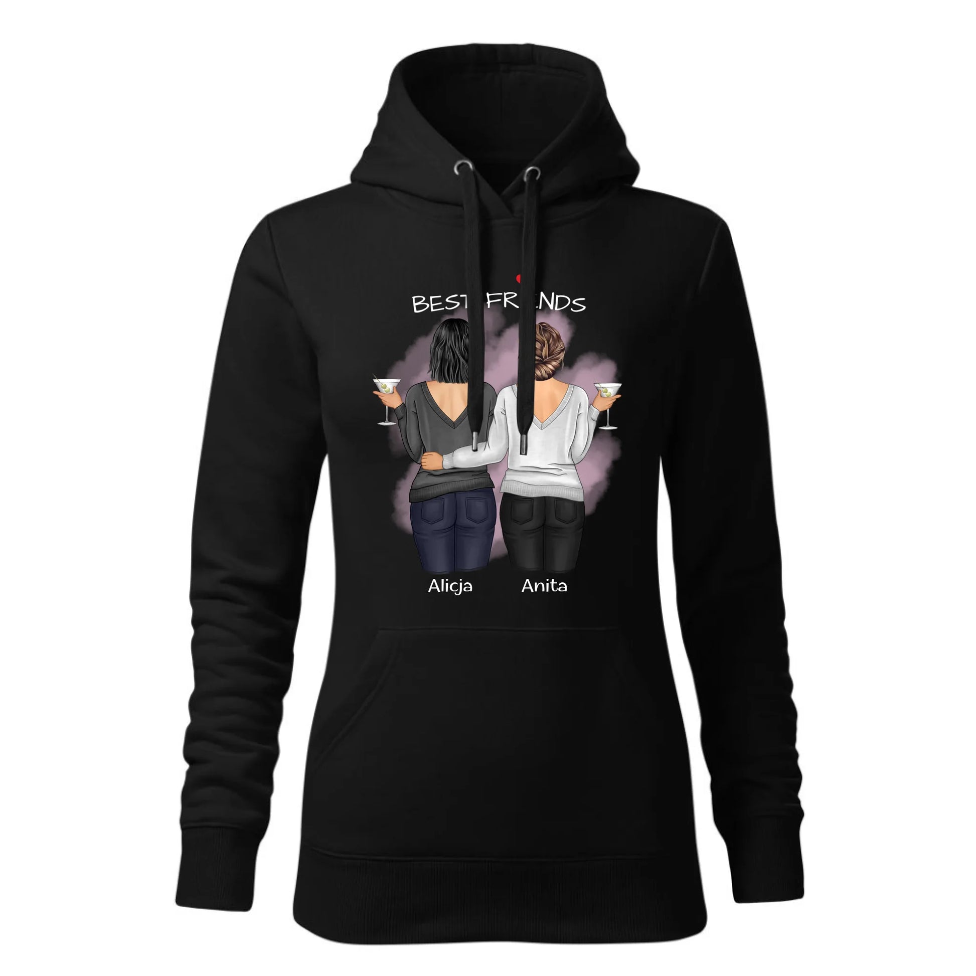 Czarna bluza damska z kapturem nadruk na prezent dla niej HOODIE