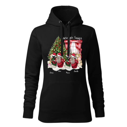 Czarna bluza damska z kapturem nadruk na prezent dla niej HOODIE