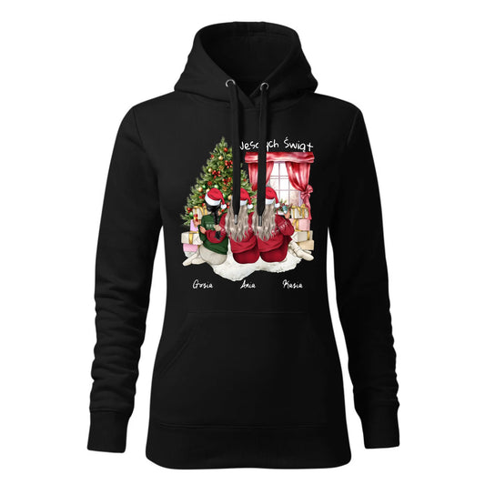 Czarna bluza damska z kapturem nadruk na prezent dla niej HOODIE