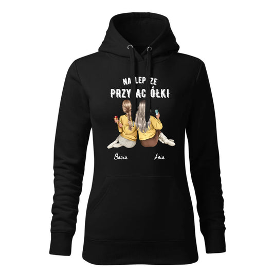 Czarna bluza damska z kapturem nadruk na prezent dla niej HOODIE