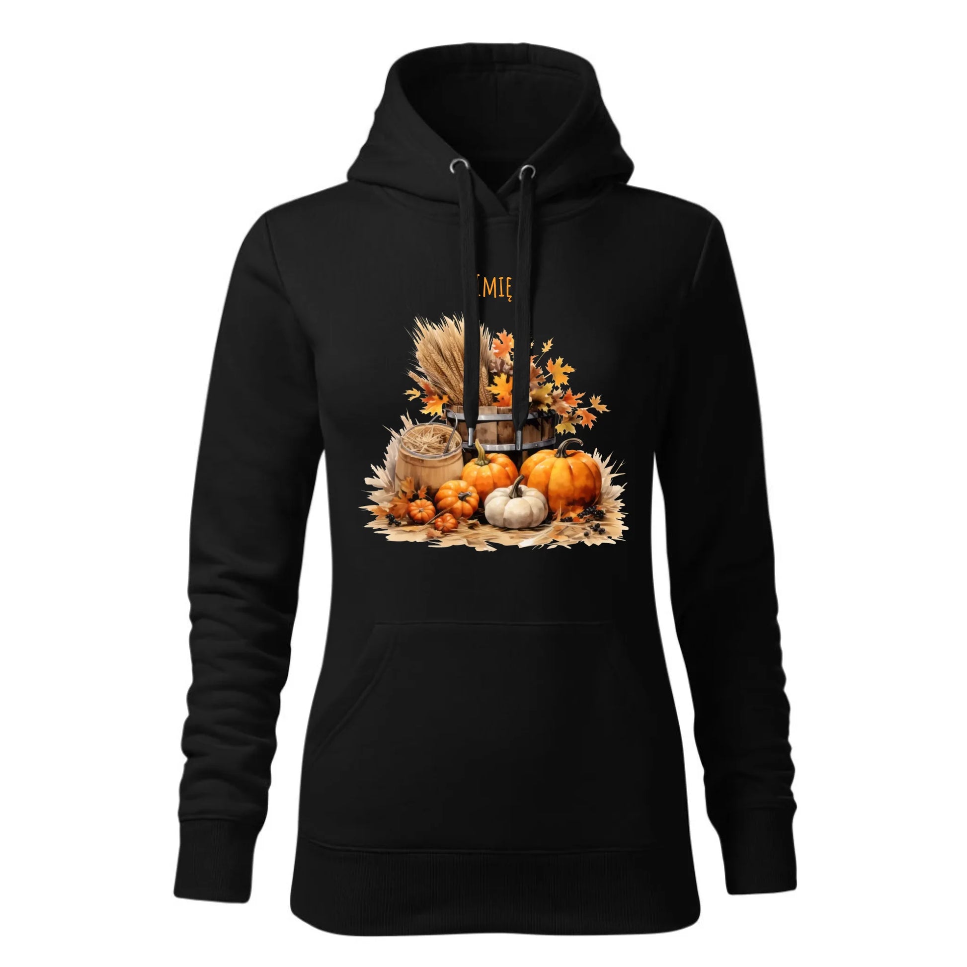 Czarna bluza damska z kapturem nadruk na prezent dla niej HOODIE